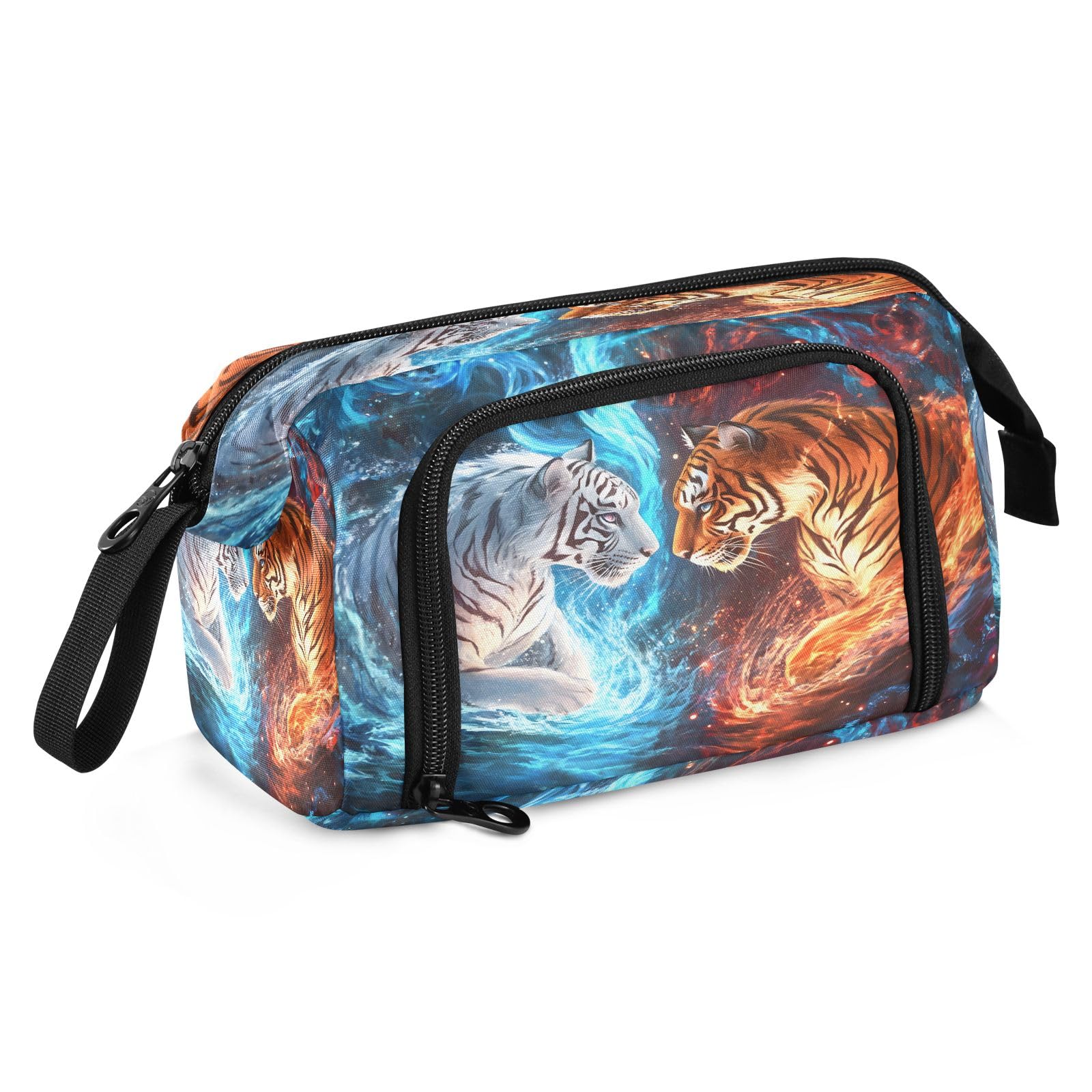 Mnsruu Big Capacity Pencil Case Two Tigers Pouch Pen Case Pencil Box Stationery Bag Makeup Bag Office Organizer for Adults — image 1