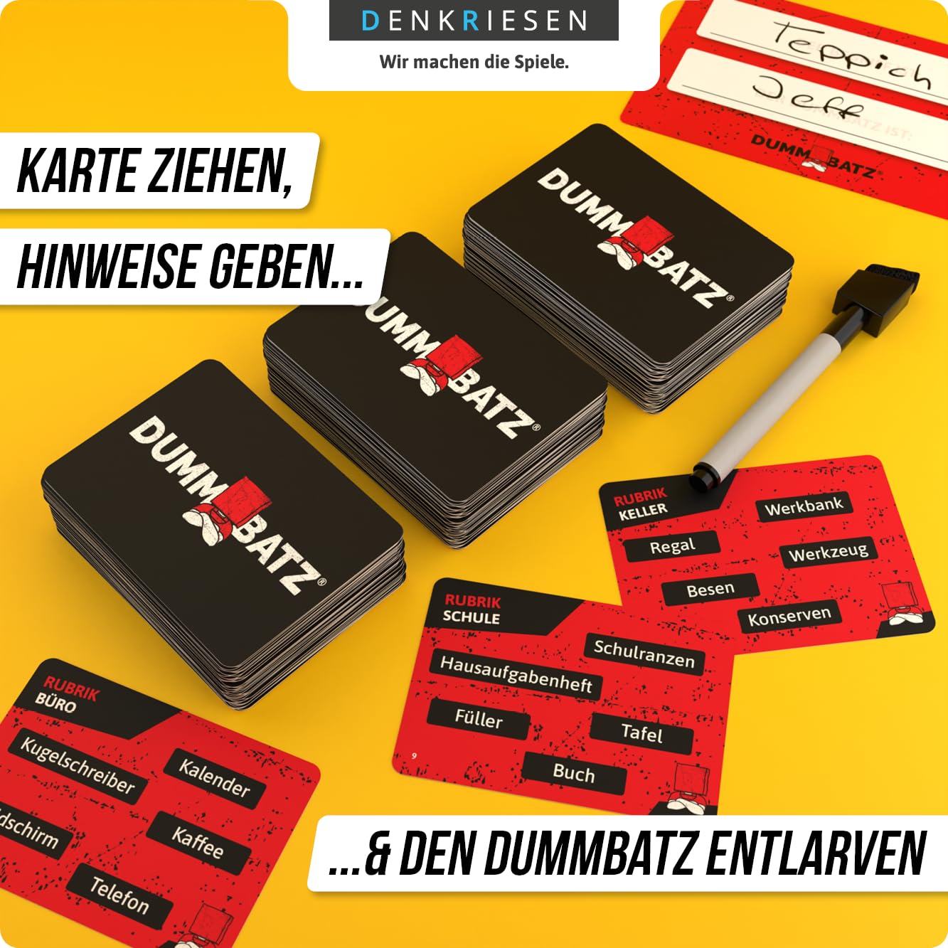 DENKRIESEN PARTYFIEBER MEGA Pack - ab 10 Jahren & 3-8 Spieler | 4 Spiele in 1 Bundle: KRITZELSCHLACHT, DUMMBATZ, GEMEINSAME Sache & DINGSBUMS | Partyspiele | Familienspiele | Gesellschaftsspiele