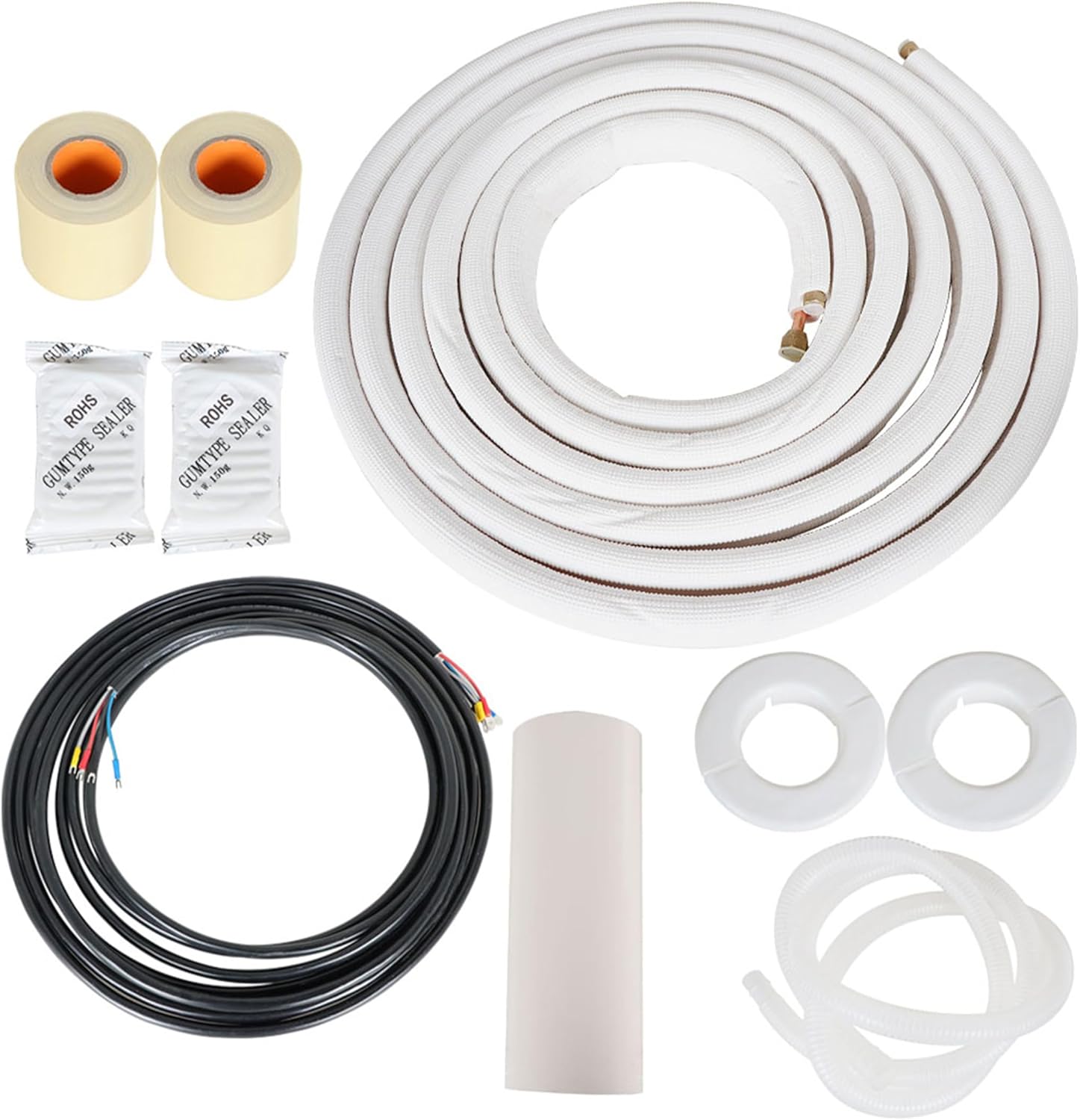 25FT 1/4 Inch and 3/8 Inch Air Conditioning Cooling Connection Tube Mini Split Line Set Fit for Mini Split Air Conditioner