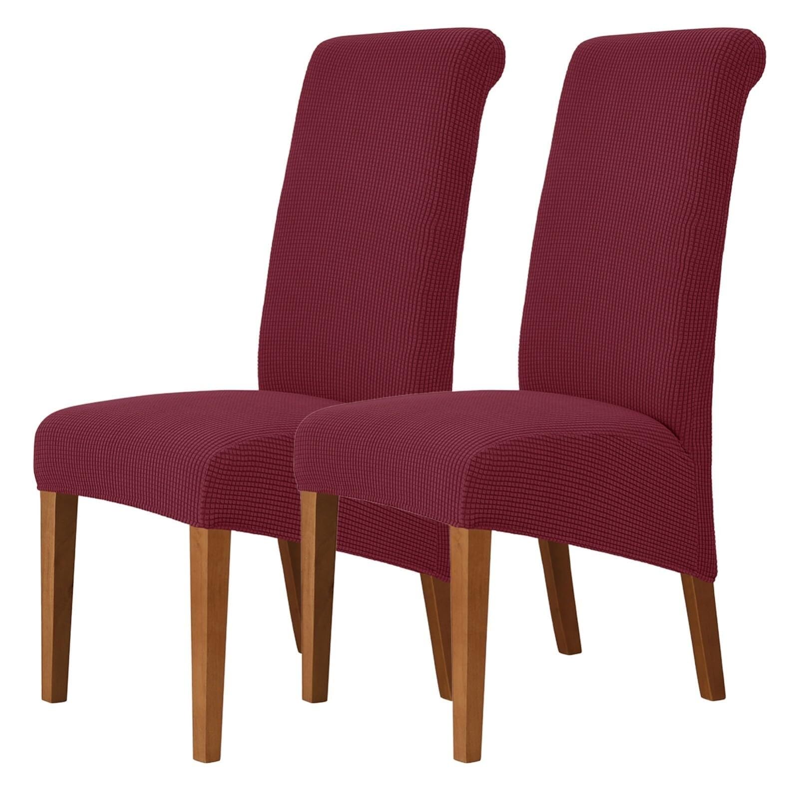 NMVAWIPT Stretch High-Back Dining Chair Covers, Removable Washable Protectors With Elastic Bottom, For Home, Restaurant, Banquet(Burgundy,2Pcs)