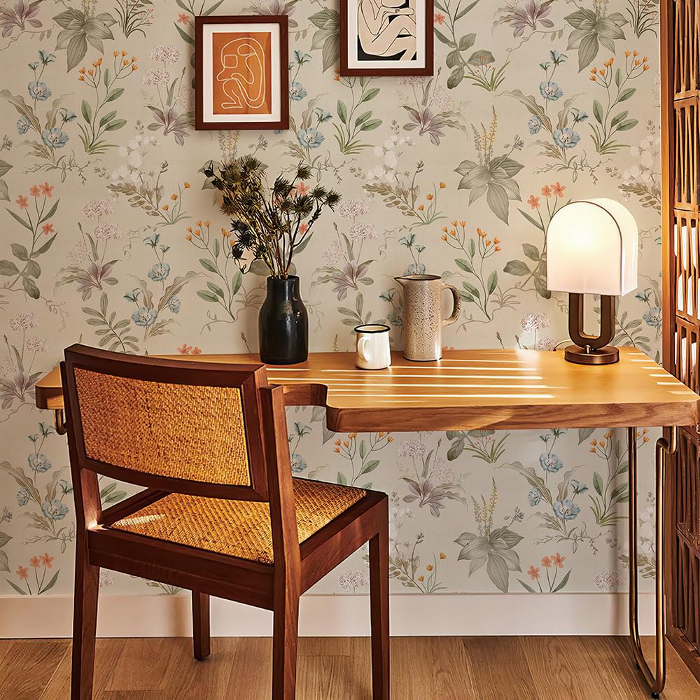 XRUIBZI Papier Peint à Motif Floral Gris - 44,5 X 299,7 Cm