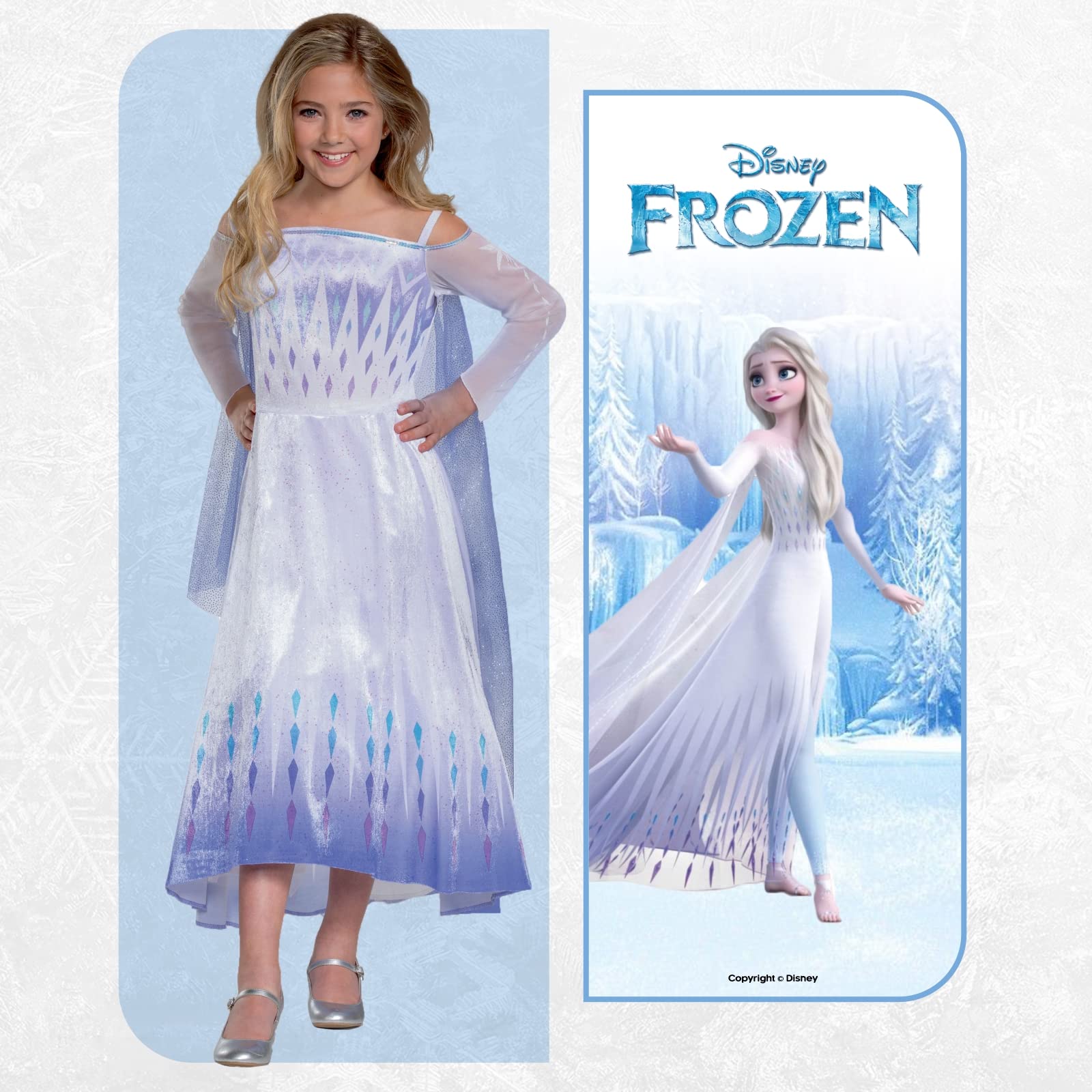Disney Officiel Robe Elsa Reine des Neiges 2, Déguisement Princesse Fille, Costume Hiver Deluxe, 4-6 Ans