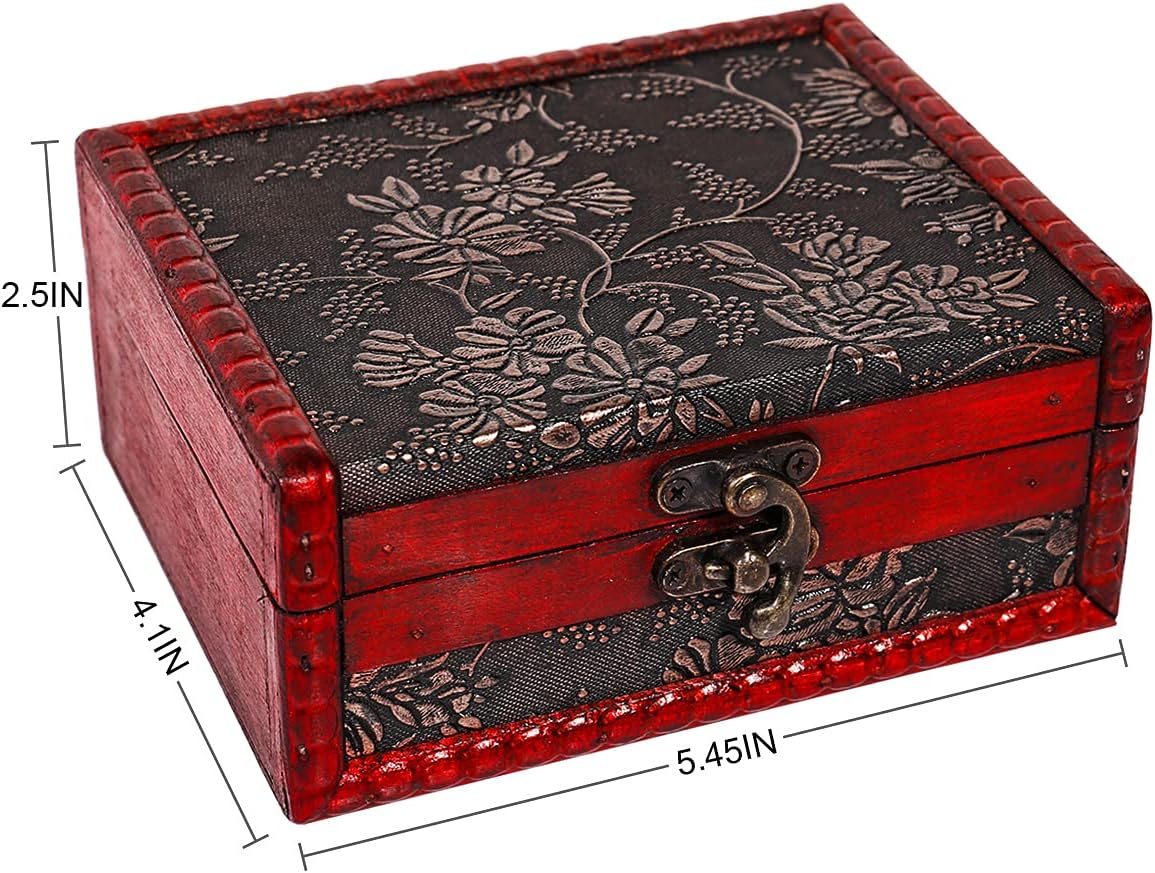 SICOHOME Tarot Card Box - 5.46" x 2.5" x 4.5" Wooden Treasure Box, Vintage Tarot Card Holder and Case, Decorative Storage Bin, Home Decor image 2