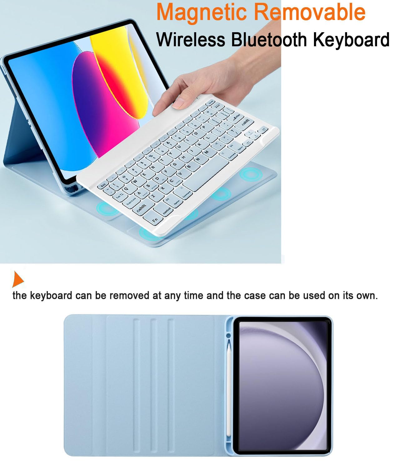 Custodia per tastiera compatibile per Galaxy Tab A9 Plus/A9+ 11 pollici 2023 modello SM-X210/X216/X218, copertura per tastiera Bluetooth wireless compatibile per Samsung Galaxy Tablet A9+ Portamatite