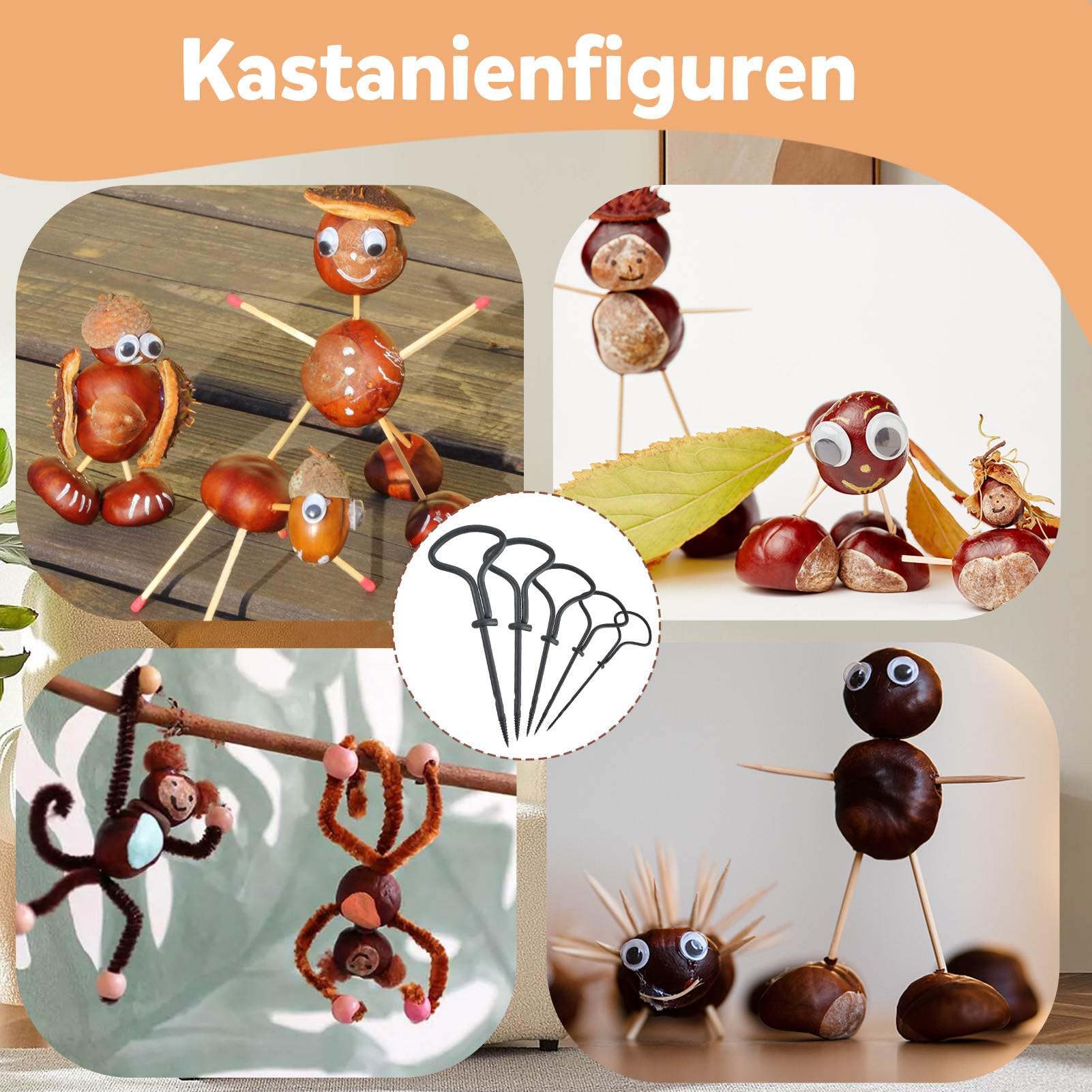Set Per Lavoretti Con Castagne – Punte Da 1,5 A 5 Mm Con Supporto – Attrezzo Fai Da Te Per Bambini