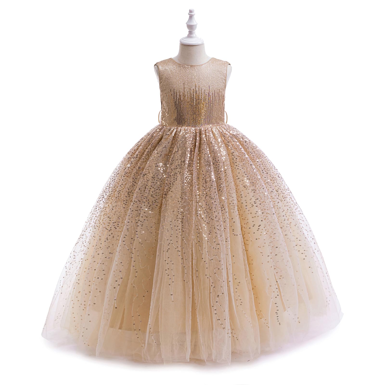 Blumenmädchenkleid mit Pailletten, glitzernd, für Hochzeit, Party, Geburtstag, Kinder, Festzug, Prinzessin, Ballkleid