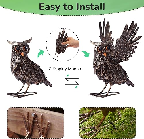 Miniatura 4 de Estatua de búho para jardín, elegantes y lindas figuras de búho para uso doméstico y al aire libre, regalo perfecto para mujeres y mamá, escultura