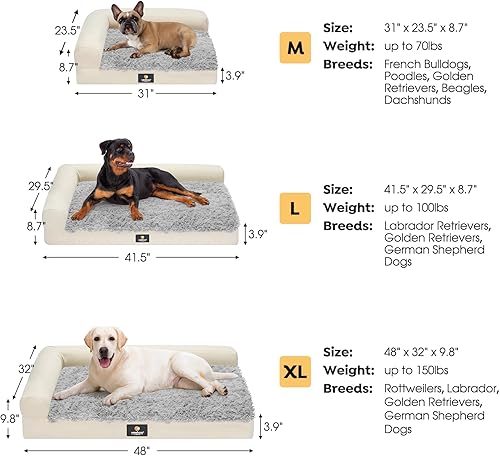 Miniatura 7 de Veehoo Cama inflable grande para perro, cama lavable para perro con colchón de aire impermeable, cama ortopédica para perro con cojín en forma de L