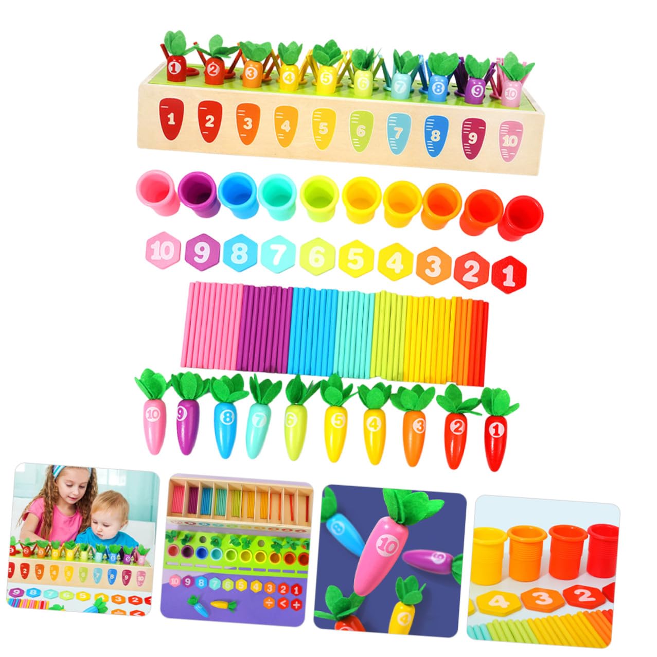 SUPVOX Juguete de Aprendizaje Interactivo de Madera 1 Set, Zanahoria