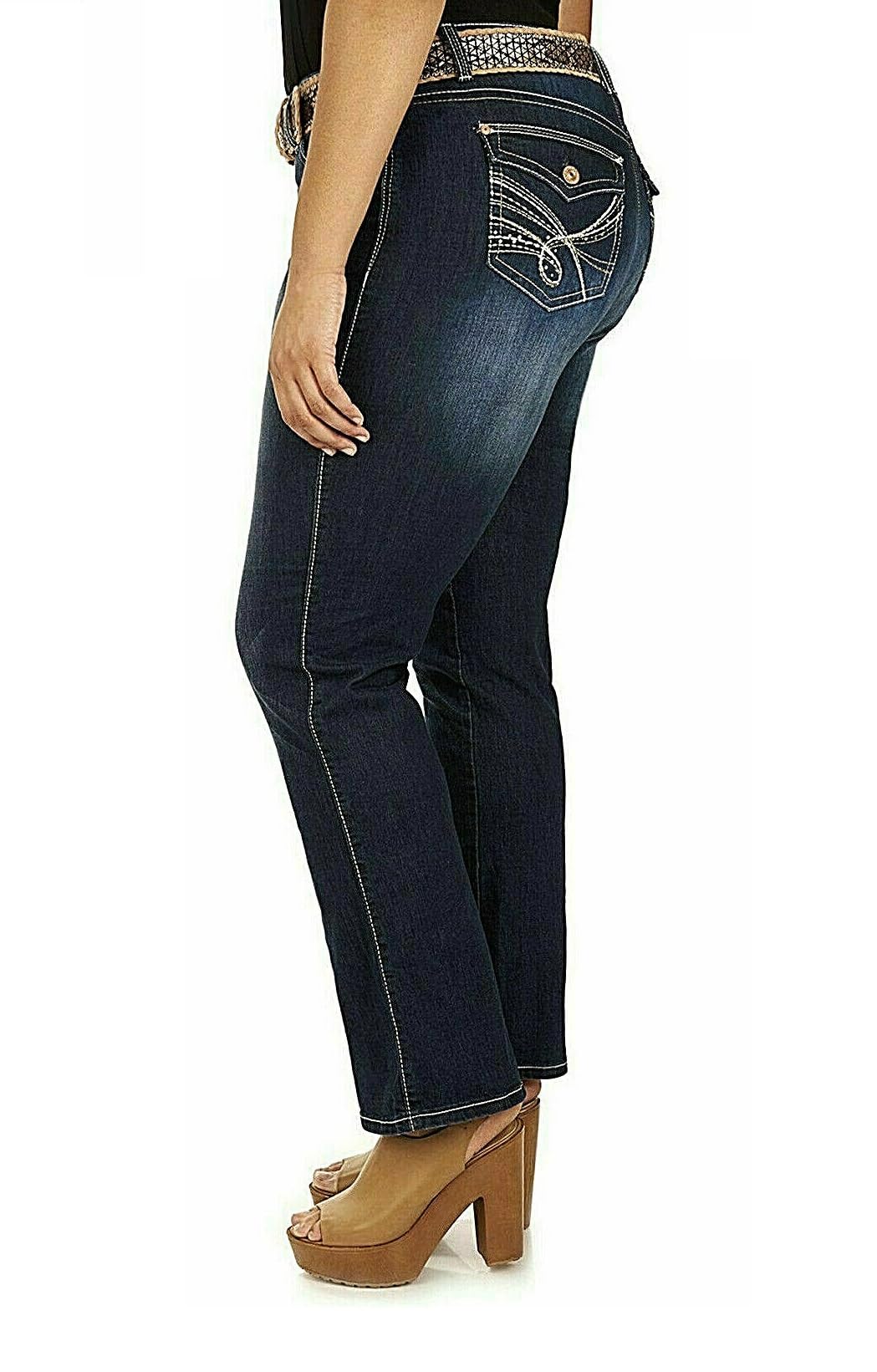 Jack DavidY&F Womens Plus Size Curvy Stretch Relaxed Fit Straight/Skinny/Bootcut Denim Jeans Pants