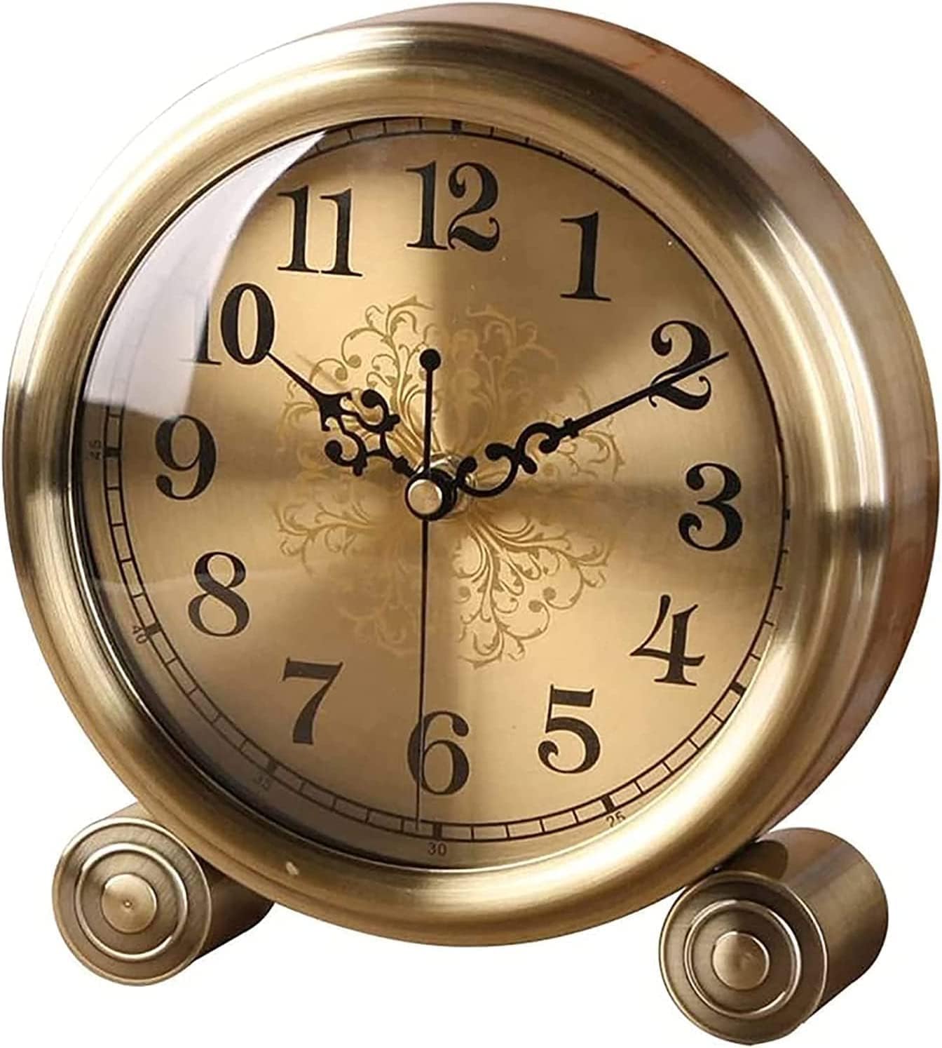 Retro Bedside Mantelpiece Clock,Living Room Kitchen Bedroom Metal Desktop Silent Quartz Mechanical Table Clock Mantel Clocks,A,