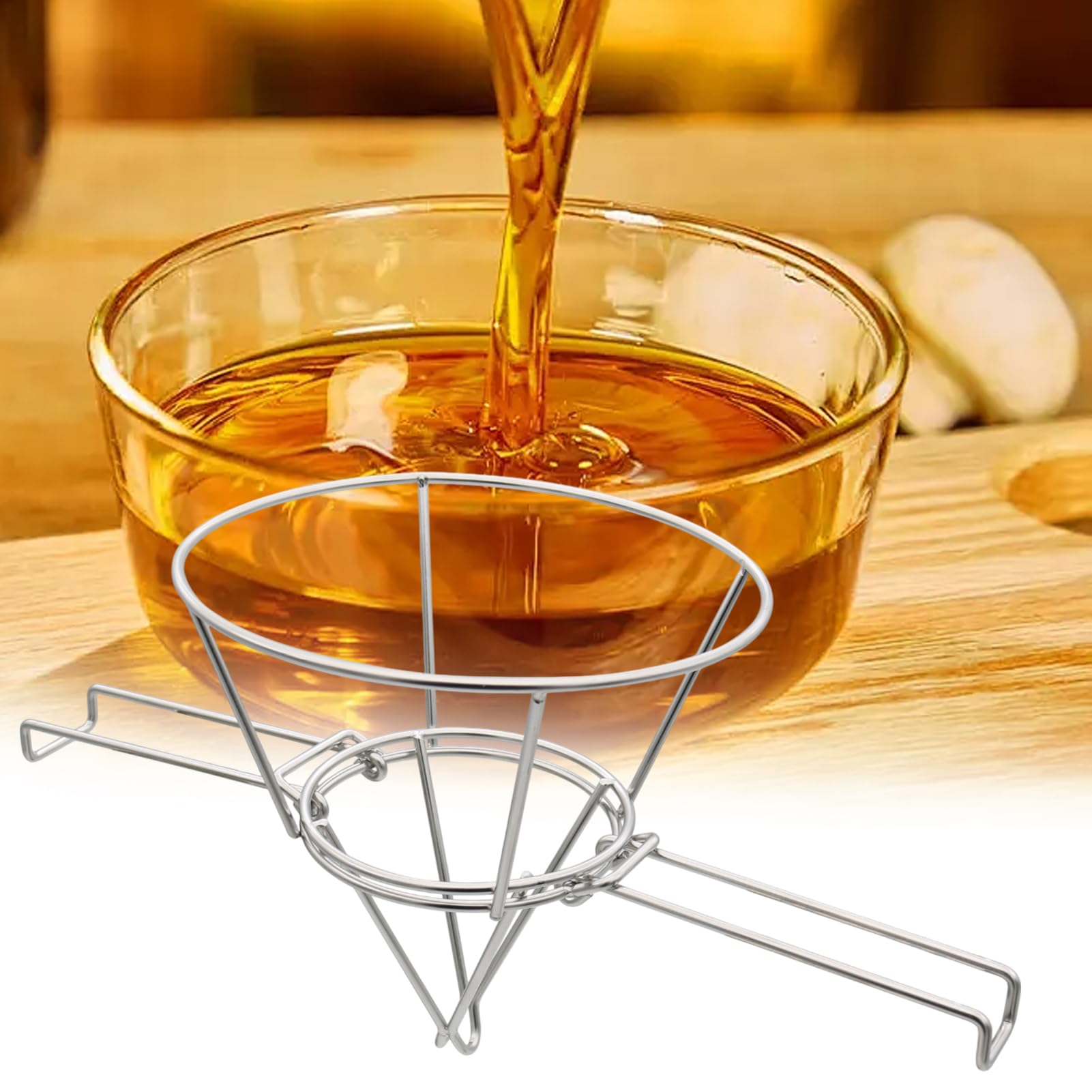 Support de filtre en forme de cône de sirop d'érable - Support de filtre en acier inoxydable avec bras pliables pour cuisine, maison, hôtel