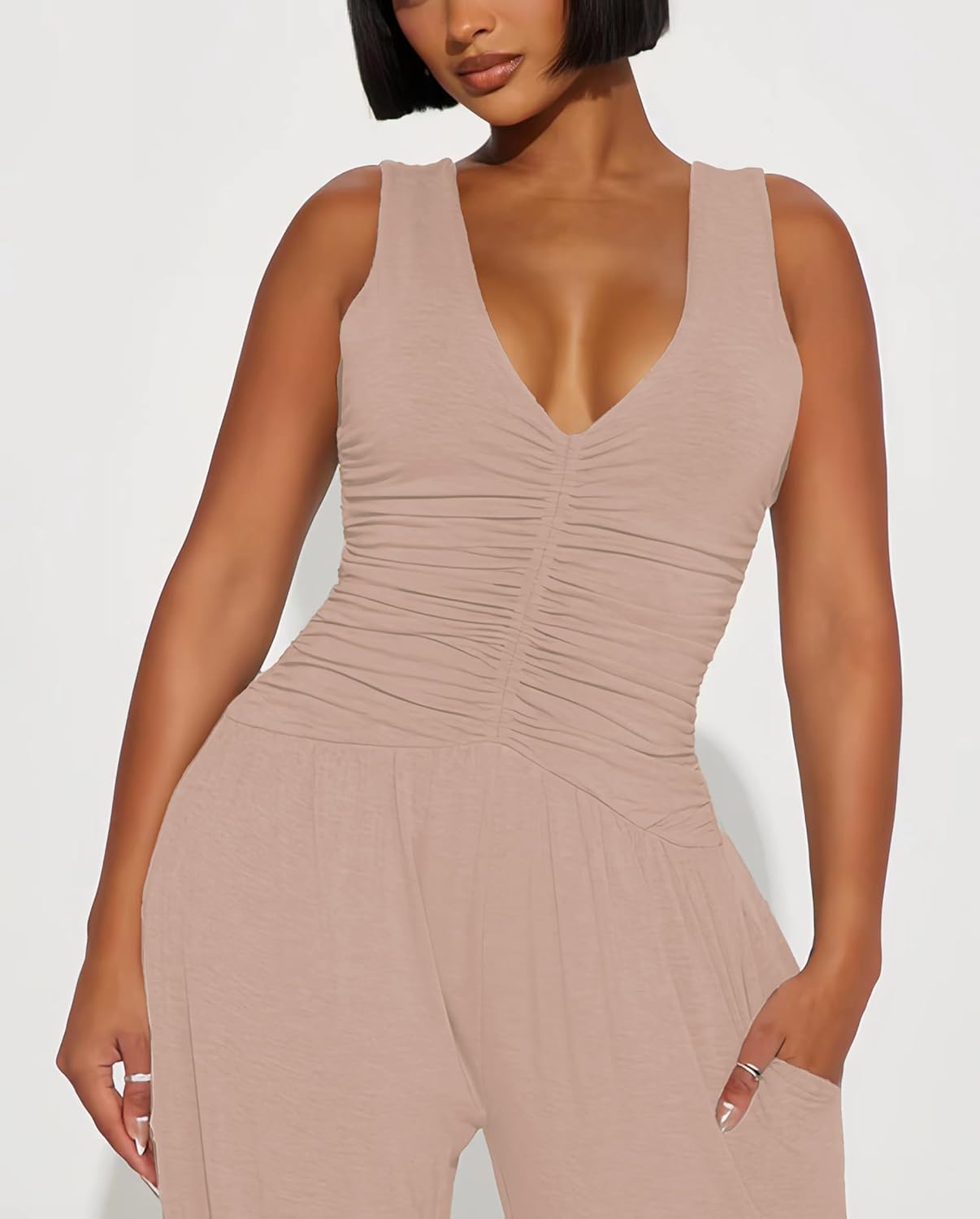 Jumpsuits for Women Dressy Casual Wide Leg Rompers Pants One Piece Suits Sleeveless High Waist Vacation Party Club - Image 4