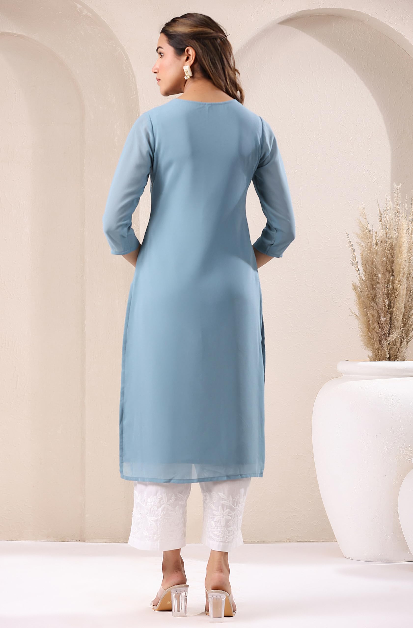 Janasya Women's Georgette Regular Fit Casual Kurta product image 3