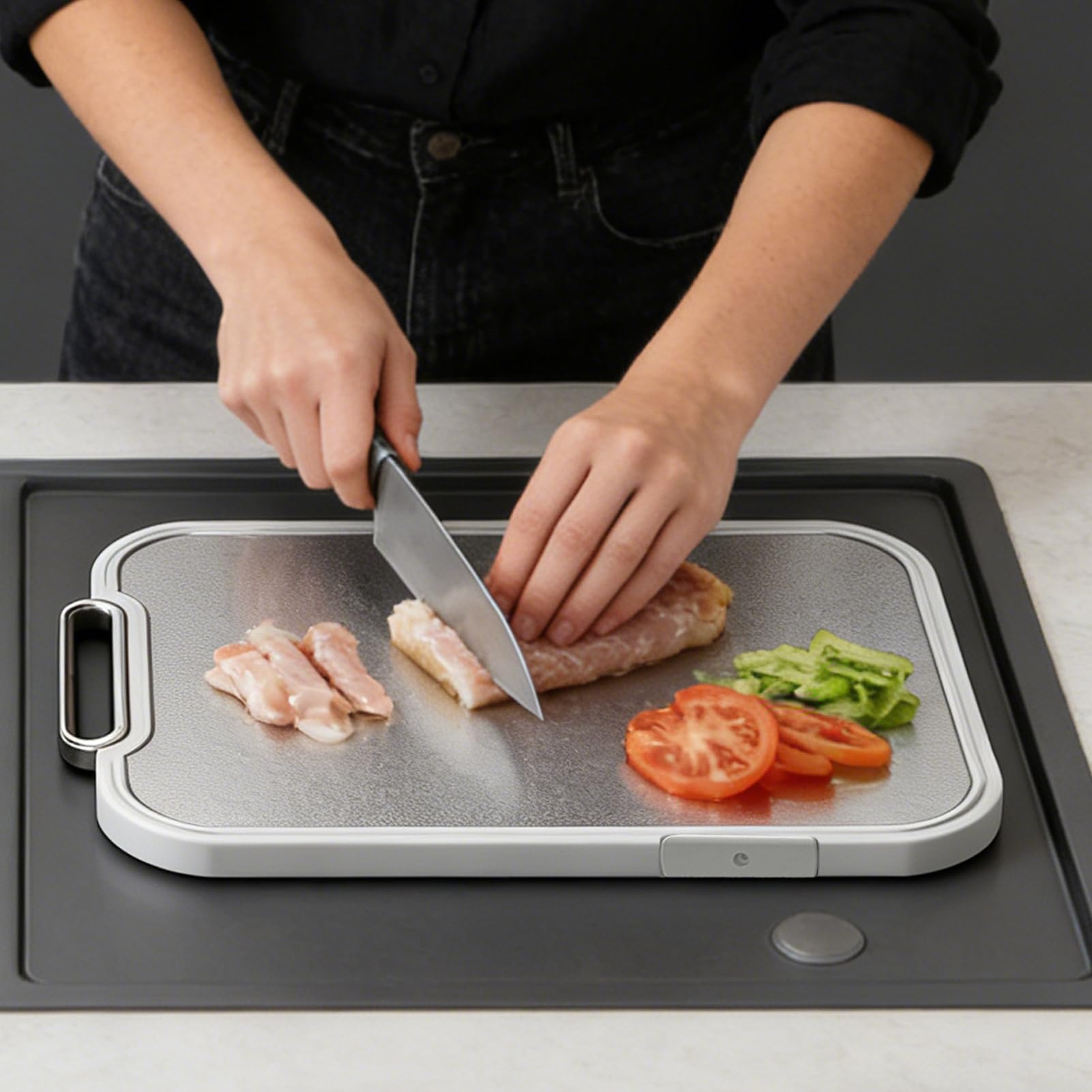 Tabla de cortar de titanio para cocina de doble cara