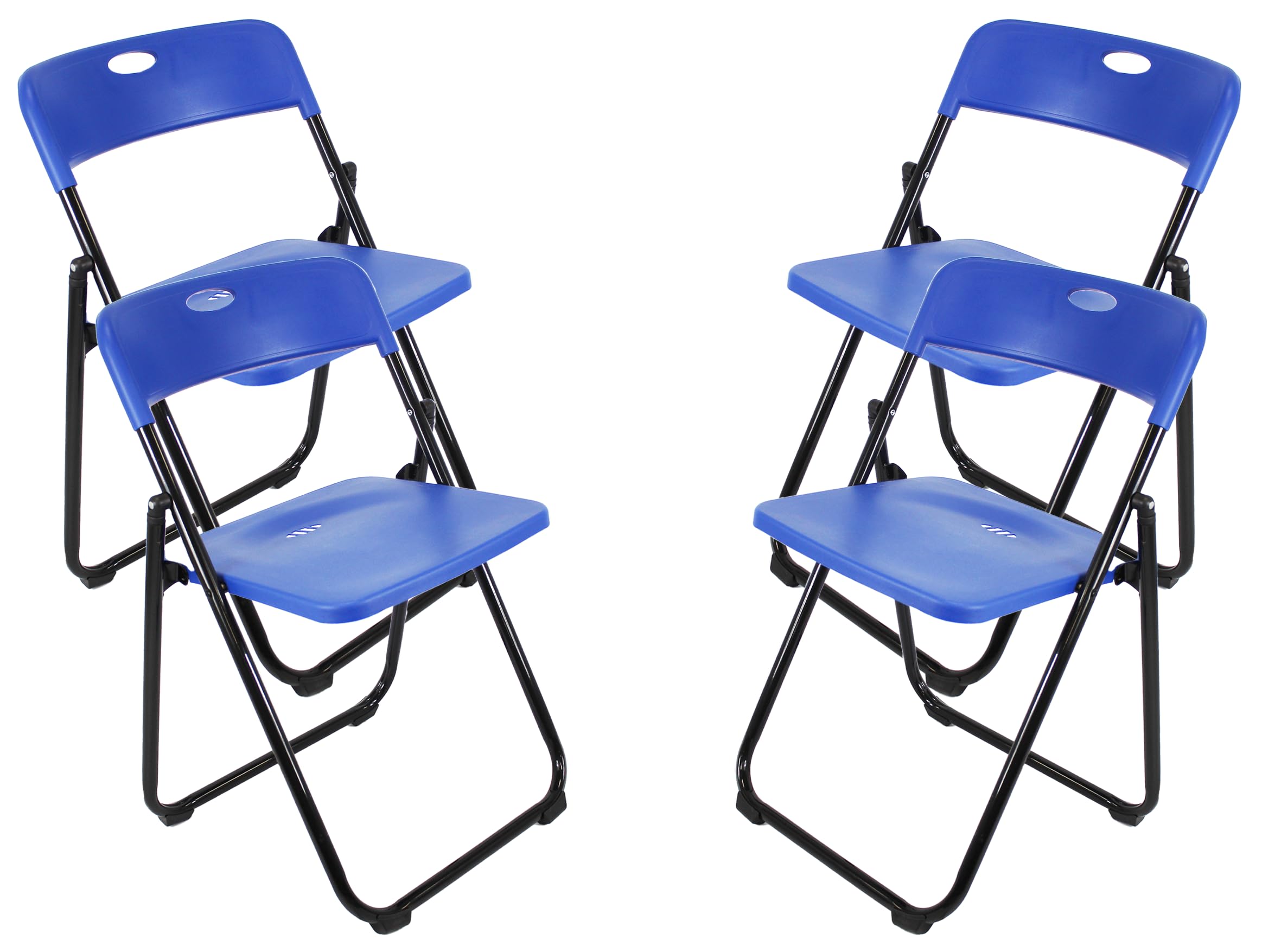 Meta Stainless Steel Folding Chair - Curved Back Non-slip Mute Office chair Load bearing 150kg Foldable chair, Plastic Legs Stable Design Home Office (4, Blue) — image 1