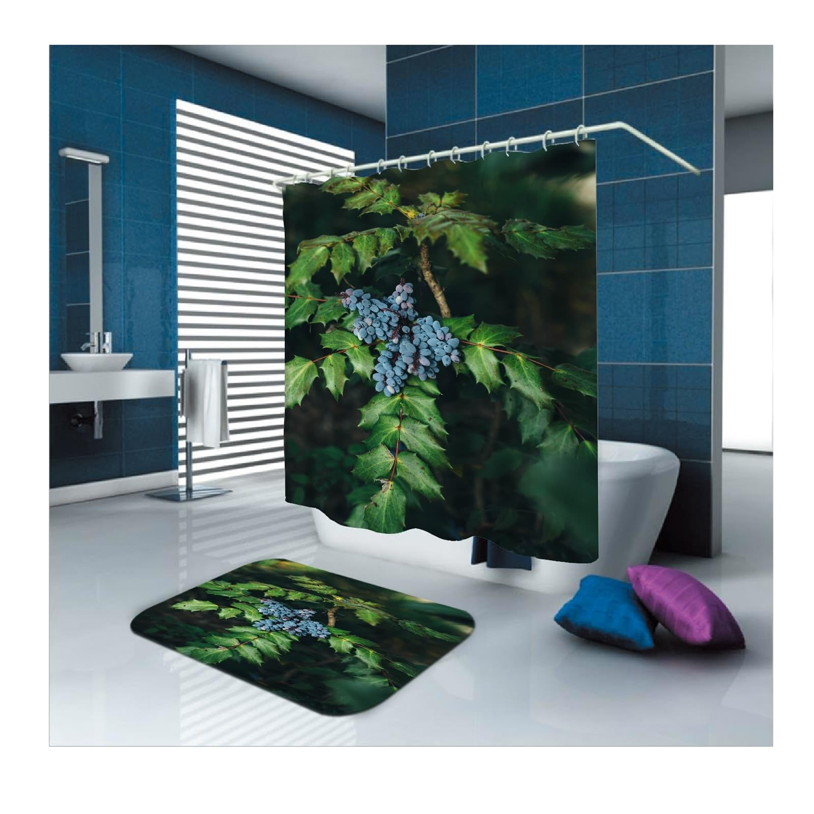 Rideau de douche motif arbre pour une salle de bain nature relax