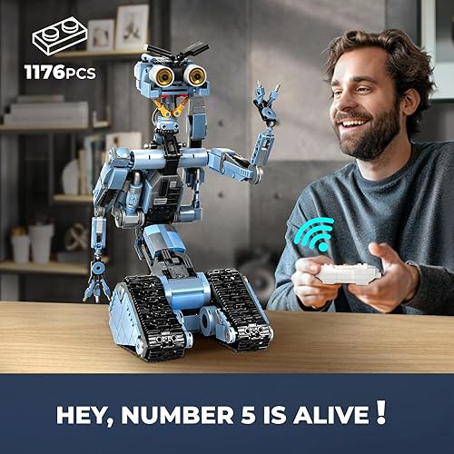 Miniatura 2 de IVVTNHZ Johnny 5 Robot Building Set con control remoto, juguete de bloques de construcción de circuito de película corta, kit de modelo de figura de