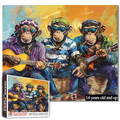 Tucocoo 1000 Piece Jigsaw Puzzles for Adults Guitar Monkey Painting