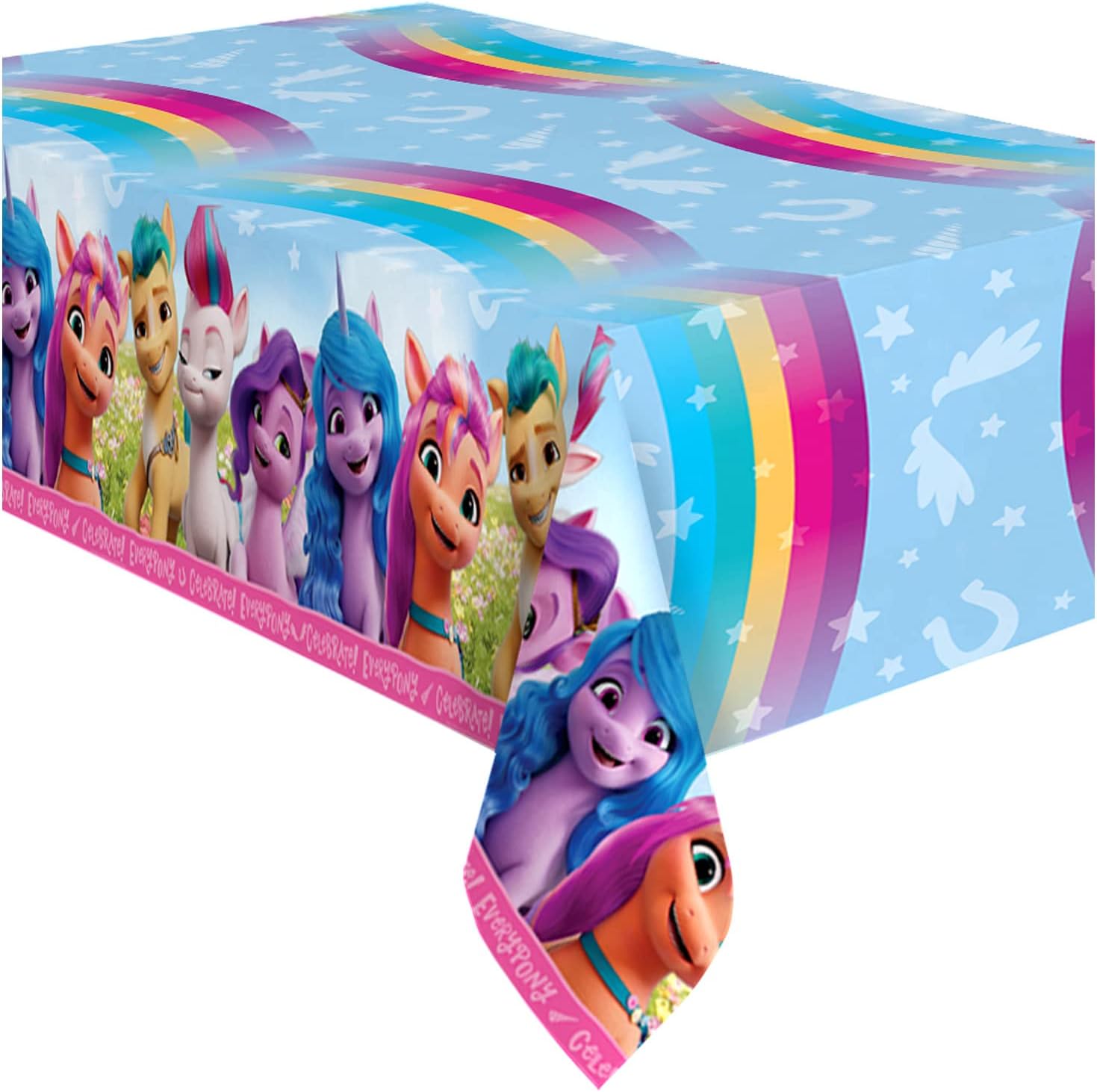 Treasures Gifted Officially Licensed My Little Pony Birthday Party Supplies - Pack of 3 Tablecloth 54in x 108in - My Little Pony Party Decorations - Disposable Plastic Table Cloth Cover