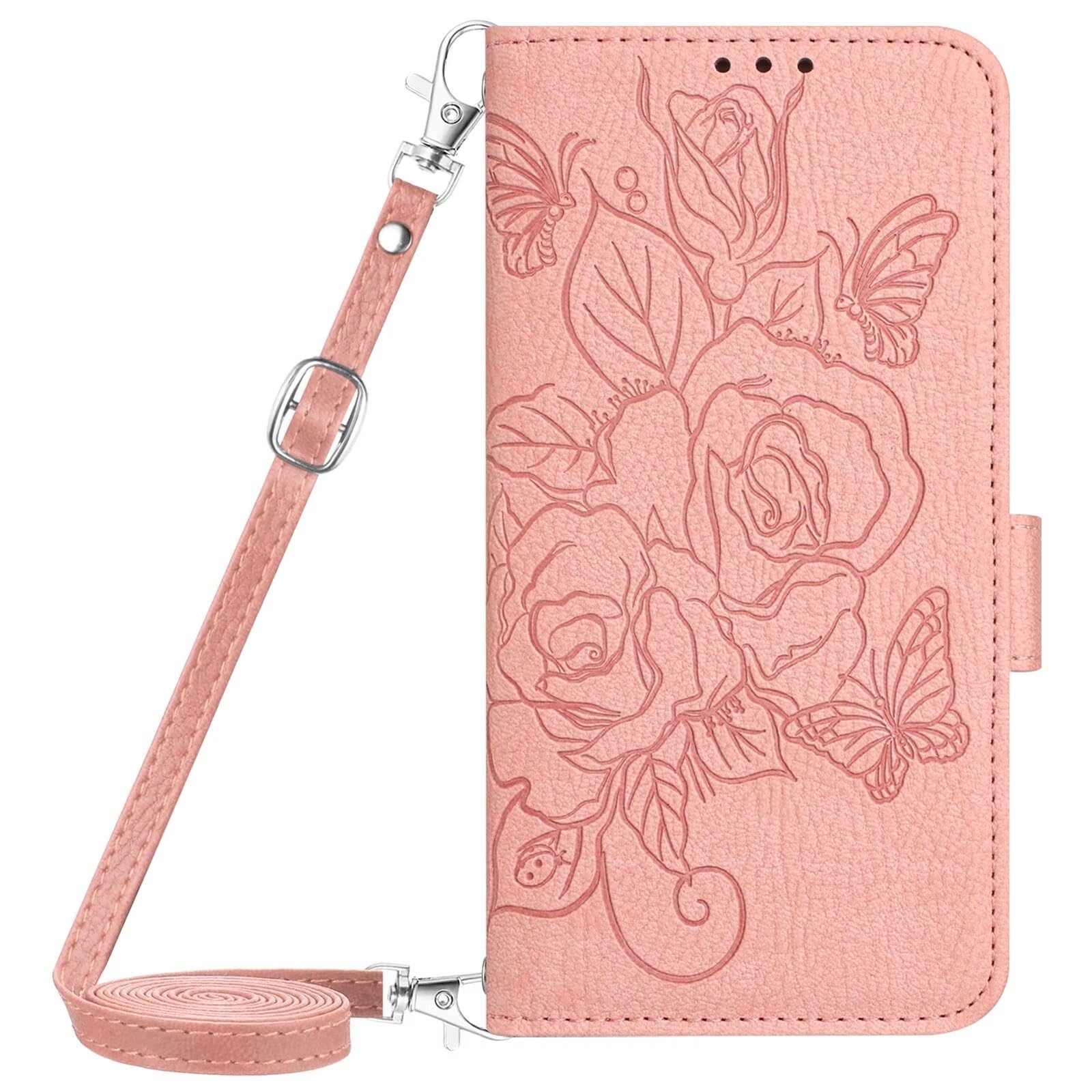 BEENTRYS Leather Wallet Case for ZTE Blade V60 4G Case,Rose Floral Flower Card Slots Kickstand Stand RFID Blocking Magnetic Folio Women PU Flip Cover