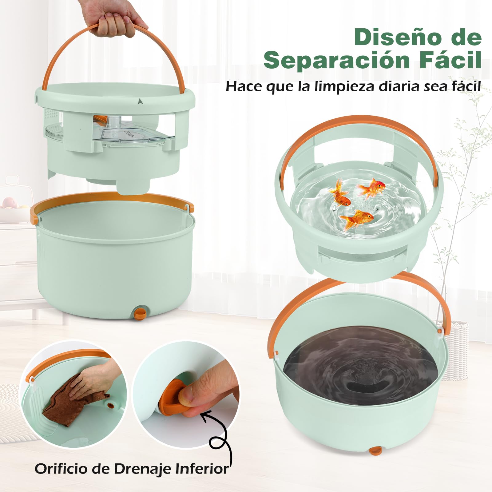 COSTWAY Juego de Fregona Mopa, con Cubo Escurridor, Fregona Autoescurrible, Fregona y Cubo para Suelo Plano con Paños de Microfibra Lavables, Sistema de Limpieza para Uso en Húmedo y Seco, Verde