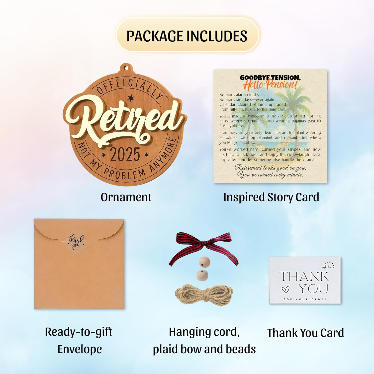 Retirement Ornament 2025 - Retirement Christmas Ornament 2025, Gifts for Men, Happy Funny Cool Retire Party, Mens Retired Gift Ideas for Coworker, Boss, Teacher, Nurse, Man, Wood Retired Ornaments - Image 2