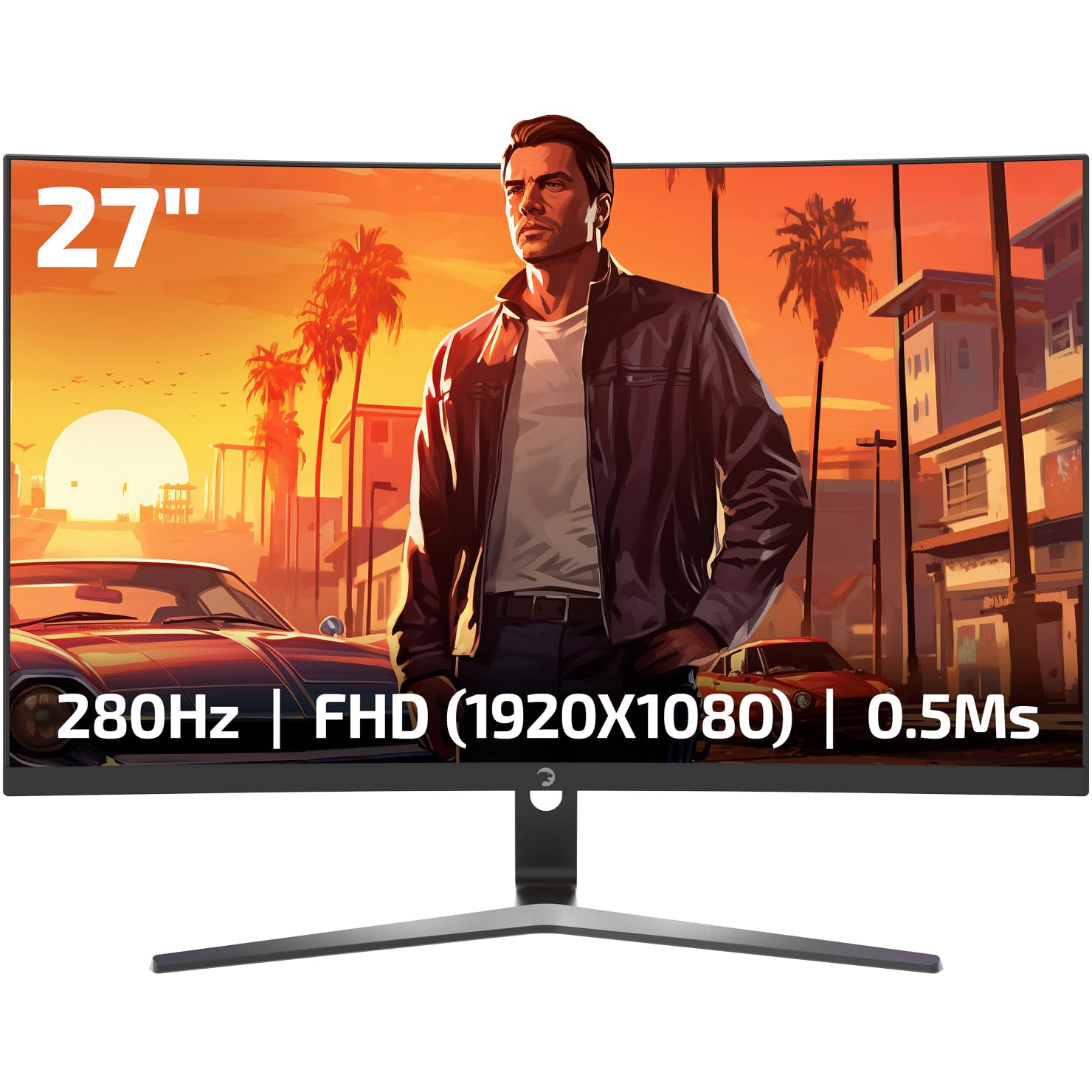 GAMEPOWER V80 27 Inch Curved Gaming Monitor, 280Hz 1080p Display, 0.5ms Response Time, VA Panel, AMD FreeSync, HDR Support, 125% sRGB, RGB Backlight,