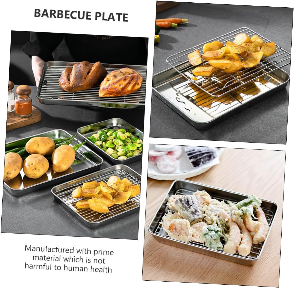2 Sets Stainless Steel Baking Sheet and Rack Set Drain Nets for Cooking Oven-Safe Dishwasher-Safe for Home Baking and Grilling
