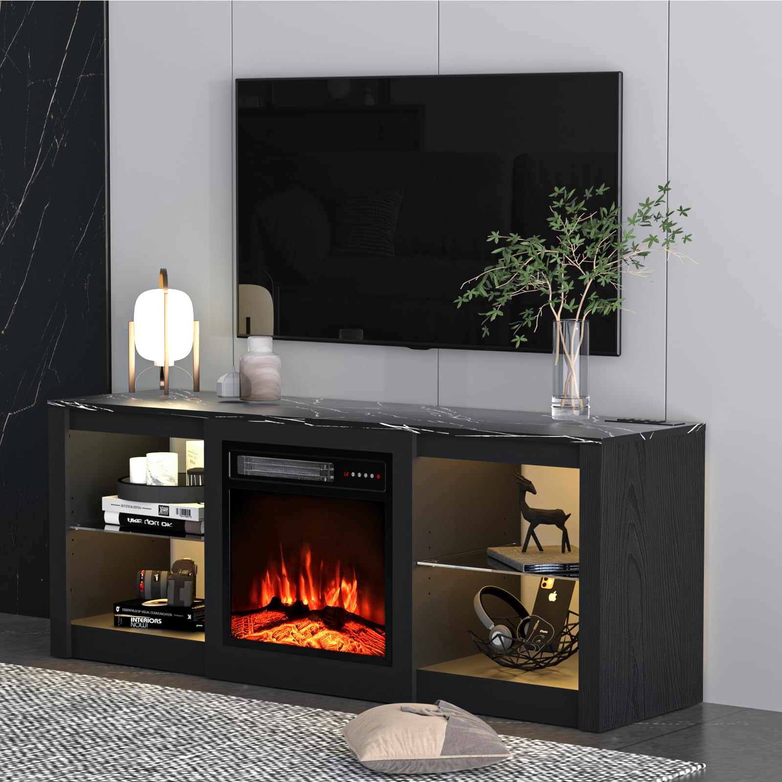 Amazon.com: Lueptexx 58 inch Fireplace TV Stand for 65 inch TV