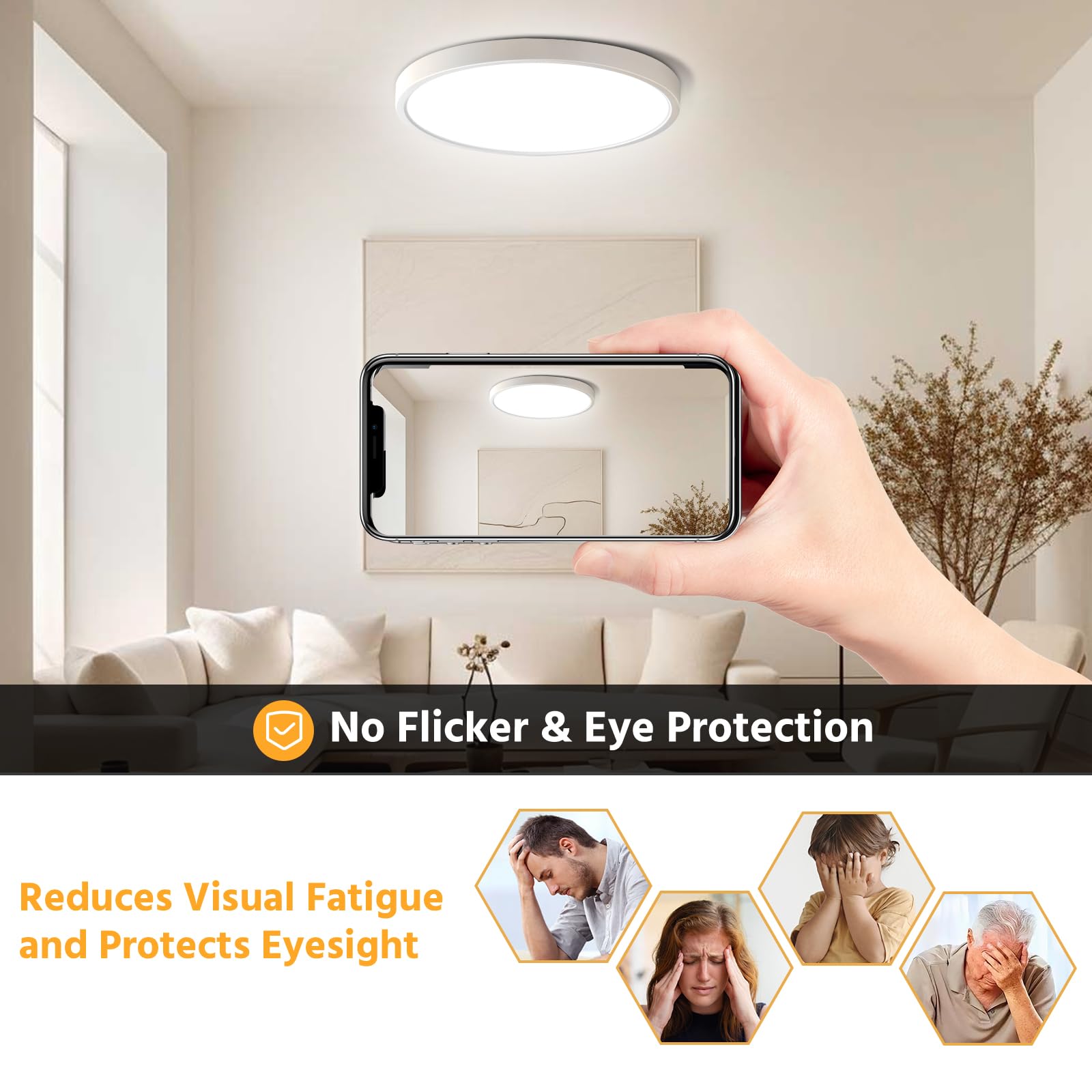 VivaLet LED Plafon con Sensor de Movimientointeriores 28W 2800LM, 3000K