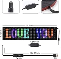 Vista 5 de HESIMING Letrero LED de 18.7 x 4.7 pulgadas para automóvil, letrero LED controlado por aplicación Bluetooth, letrero LED programable flexible USB 5V