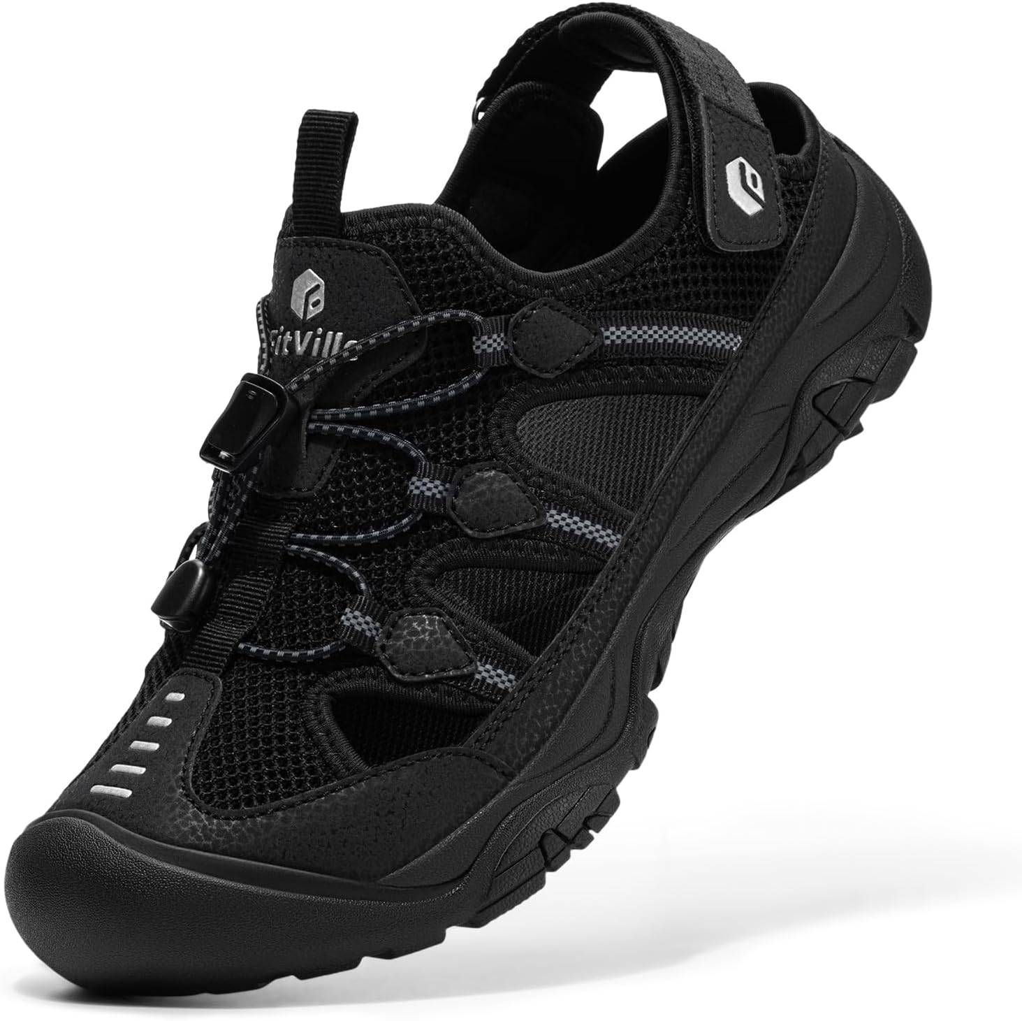FitVille Men's Walking Sandals, Wide-Fit Closed Toe Hiking Sandals with Arch Support for Plantar Fasciitis, Quick-Adjust Straps & Non-Slip Sole Men Shoes for Summer Outdoor Casual Sports