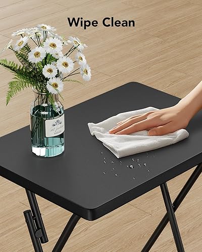 Miniatura 7 de HUANUO Mesa plegable para TV, mesa estable sin necesidad de montaje, bandeja de TV para comer, mesas plegables para aperitivos para cama y sofá