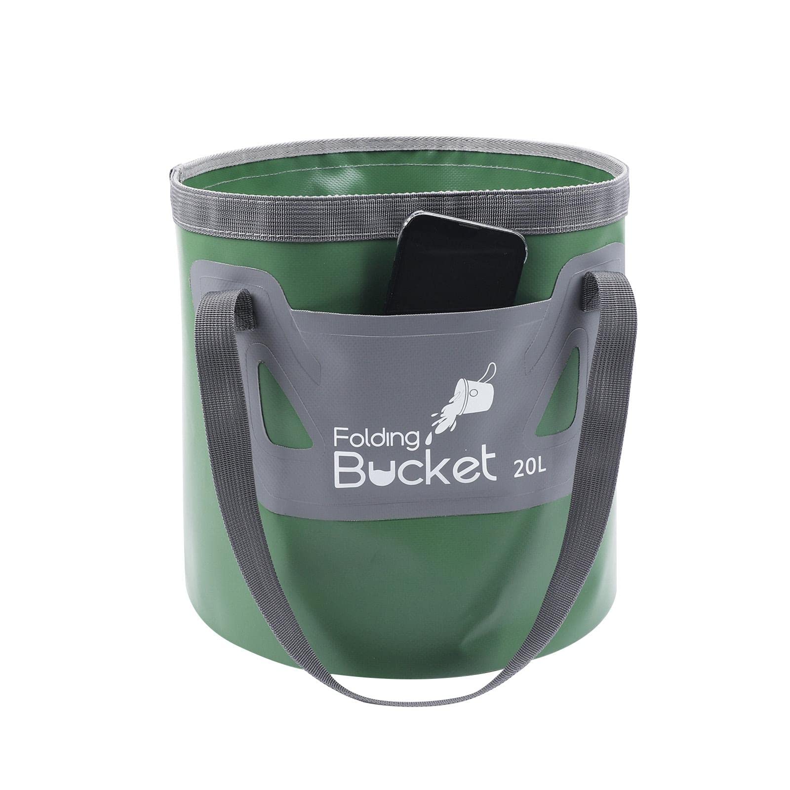Seau Pliable avec Anse Renforcée Seau de Bassin Extérieur Pliable Bassin d'eau Portable Pliant Récipient d'eau pour Lavage des Pieds Matériau PVC Dura, Vert
