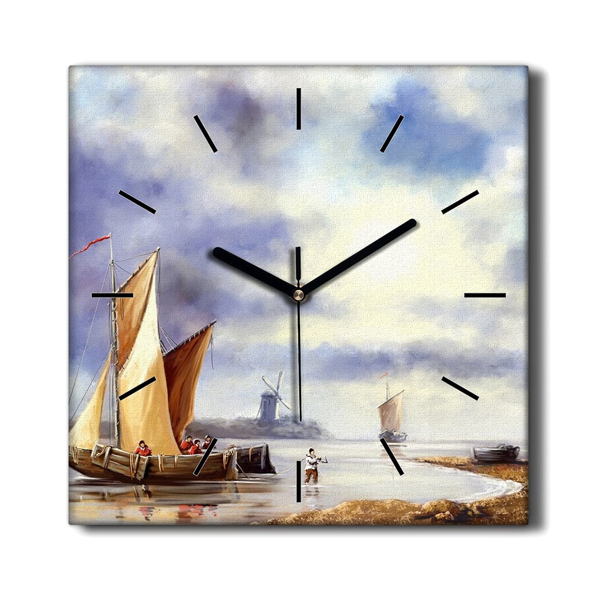 Horloge sur Toile Décoration Murale 30x30cm sans tic-tac de salon