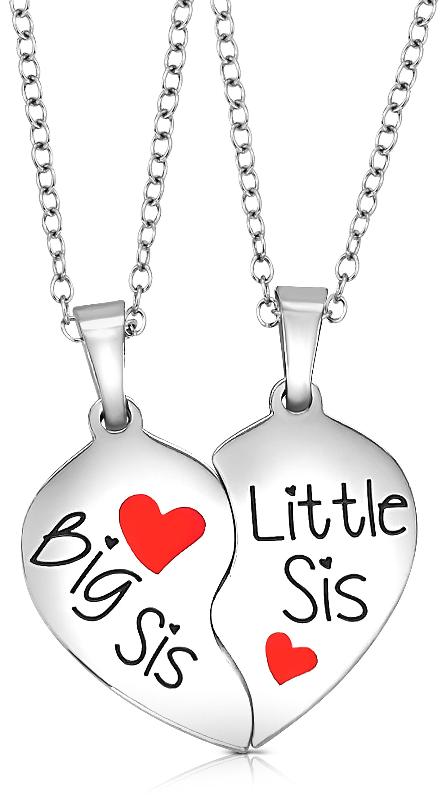 SheridanStar Big Sister & Little Sister Split Broken Heart Pendant Necklaces Gift Set for 2 Teens, Women, Valentines Day, Christmas, Stocking Stuffer Ideas, Stainless Steel, No Gemstone (B06XWQMSJD) Amazon Price History, Amazon Price Tracker
