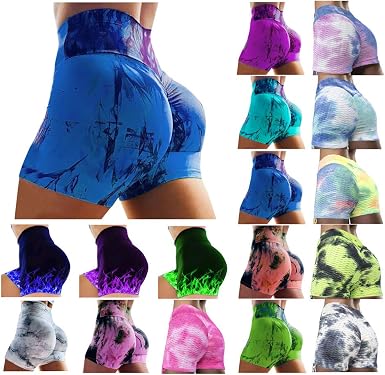 Women's Tie Dye Workout Shorts Scrunch 