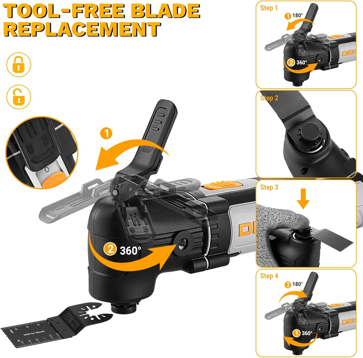 Oscillating Tool 2.5 Amp, 22000RPM, 3° Oscillating Multitool Kit with 22-Piece Accessories, 6-Speed Control, Quick-Lock Blade Change, ideal for Cutting,Sanding,Scraping&Grinding