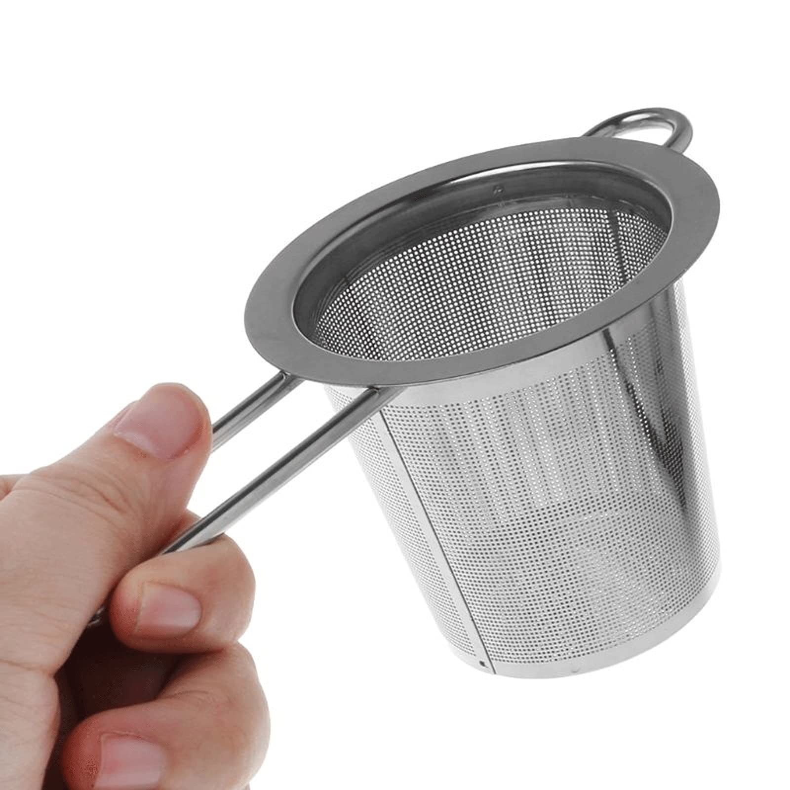 Colino da tè riutilizzabile, infusore per tè in acciaio inox, per foglie sfuse, con coperchio, tazze, accessori da cucina, nave a goccia (argento)