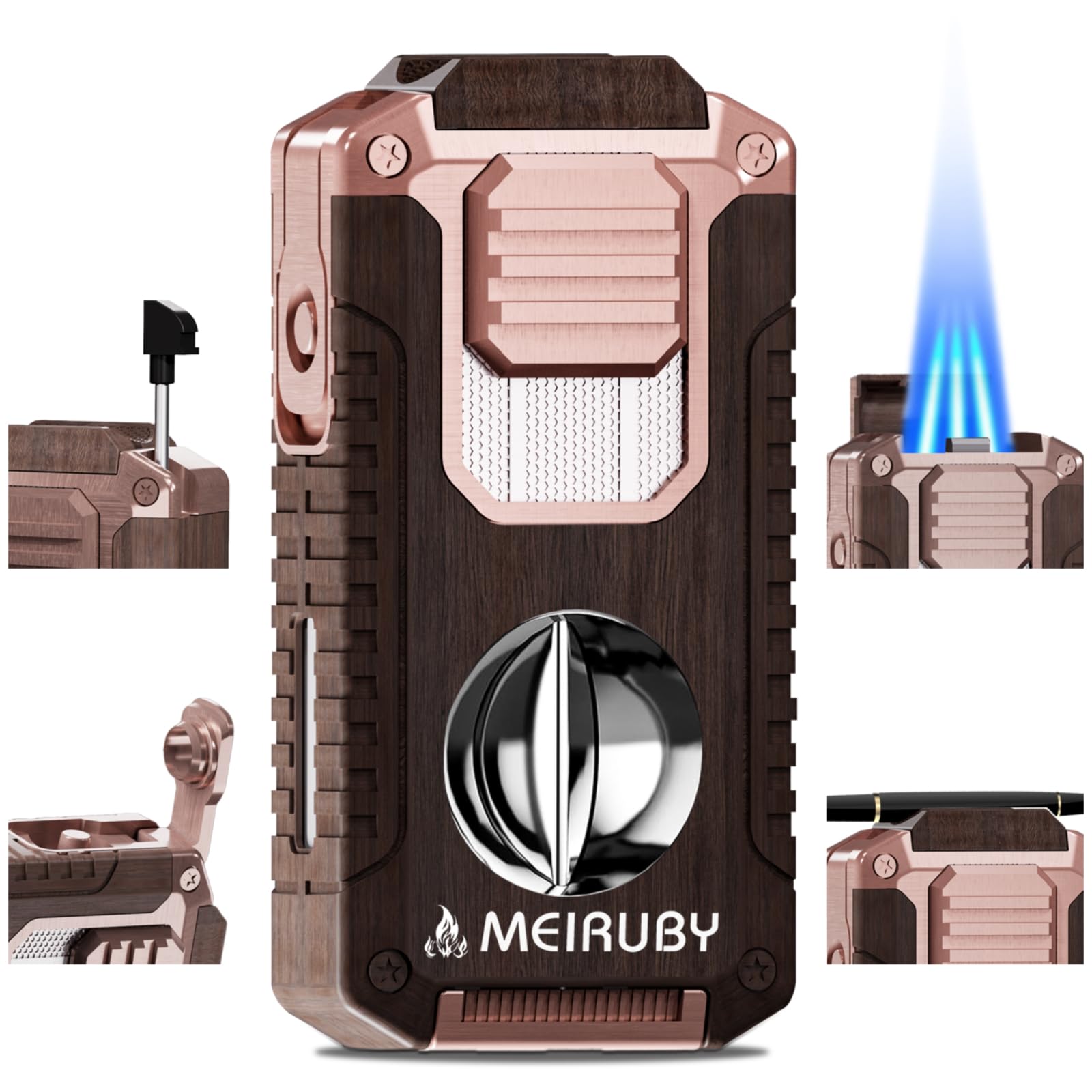 MEIRUBY Briquet torche rechargeable M25 - Outil de cuisine avec verrou de sécurité - Cadeau d'anniversaire pour homme, papa, lui qui ne veut rien