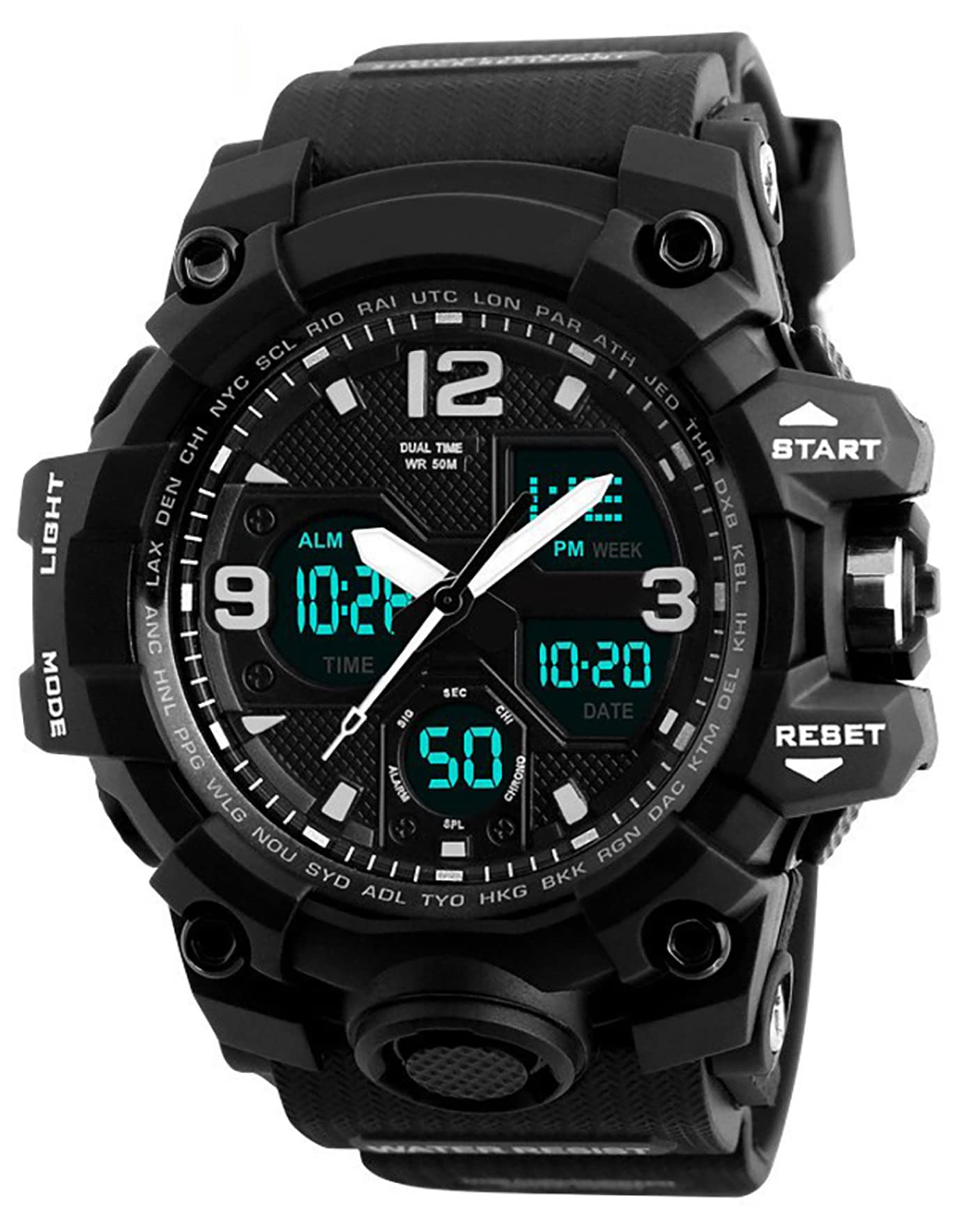 Shocknshop Rubber Multi-Functional Boys Casual Mens Stylish Watch Black Dial Wrist Watches For Men Analog Digital Sports Men Watch (Black), Black Band (B0BH4S7RMS) Amazon Price History, Amazon Price Tracker