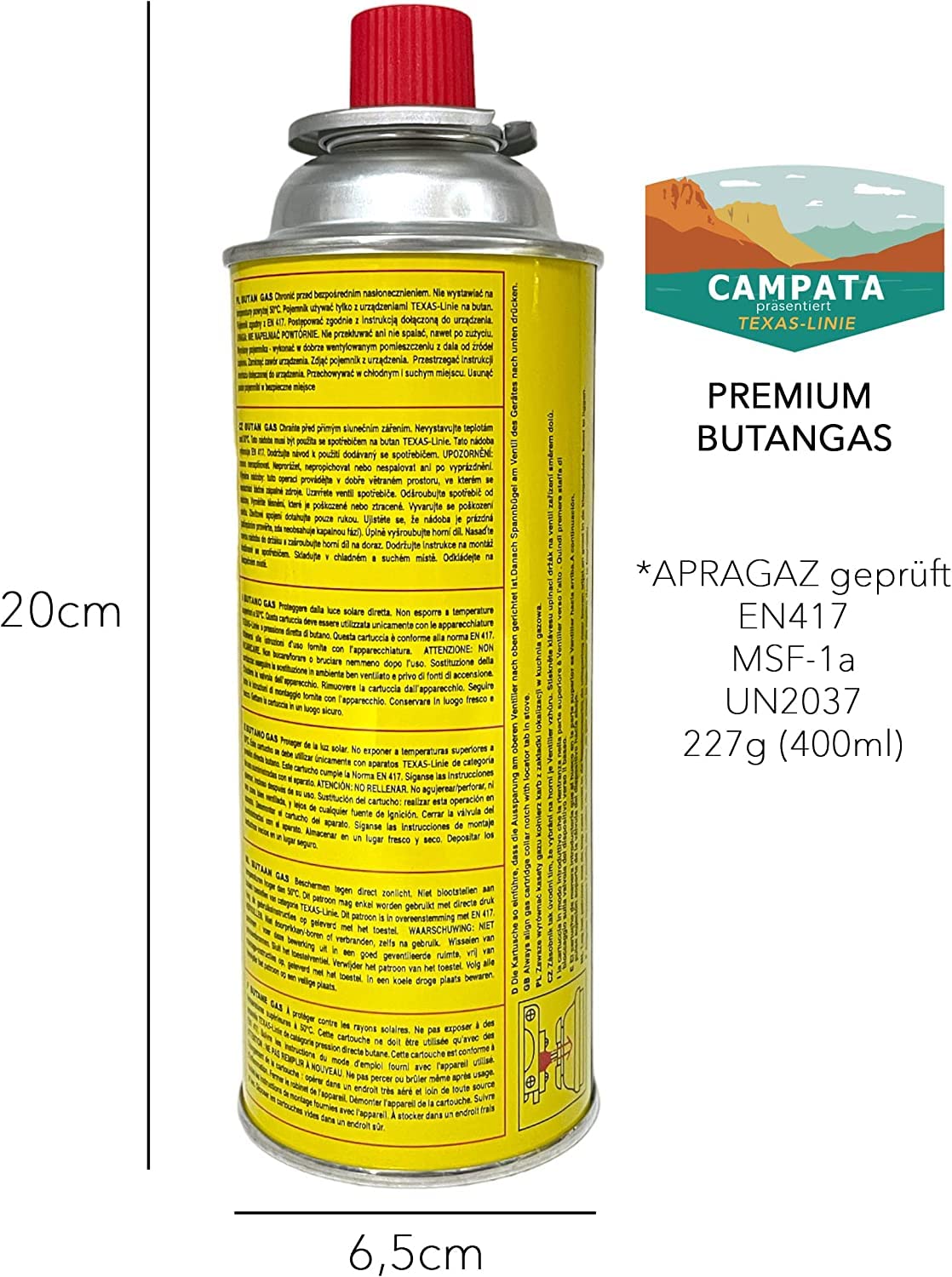 CLEARFEE 227g (520ml) Butan Gaskartusche | Campinggas Butangas MSF-1a | für Gaskocher, Gasheizung, Gasbrenner, Unkrautbrenner
