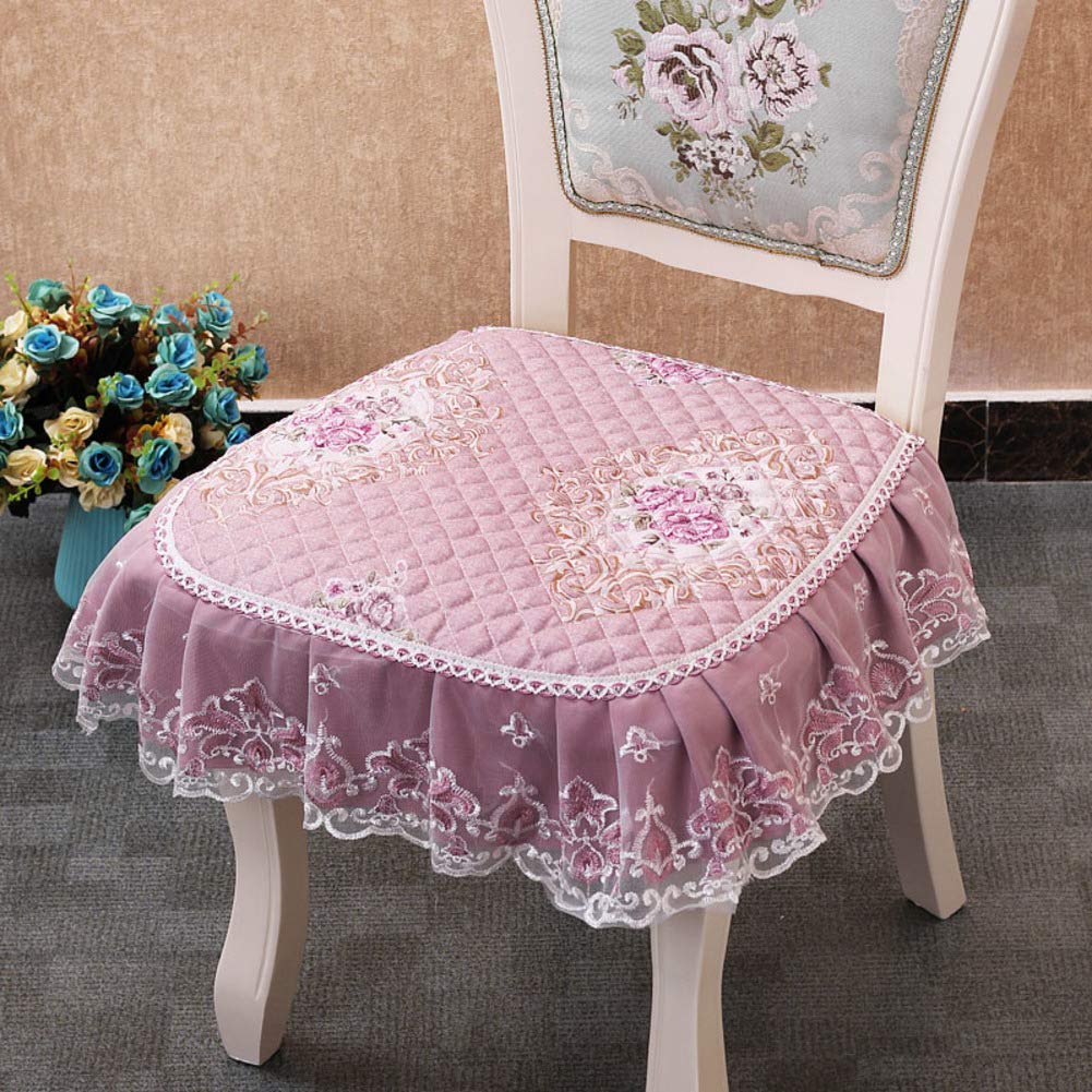 Galette de chaise style européen en dentelle violette | Coussins matelassés haut de gamme x6