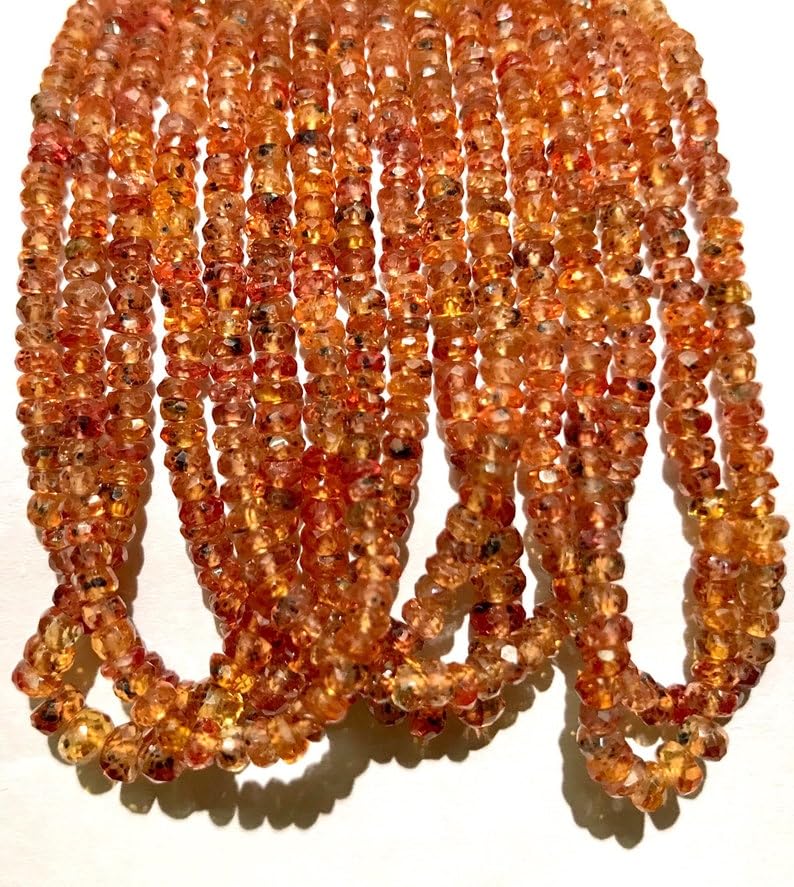 Perles de saphir orange naturel facetté, l'éclat prestigieux pour vos bijoux