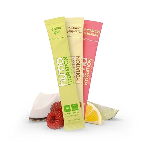 HUMA CHIA - Mezcla de bebida de hidratación, variedad de 60 paquetes, 3 sabores  baja en calorías, polvo alto en electrolitos para deportes y