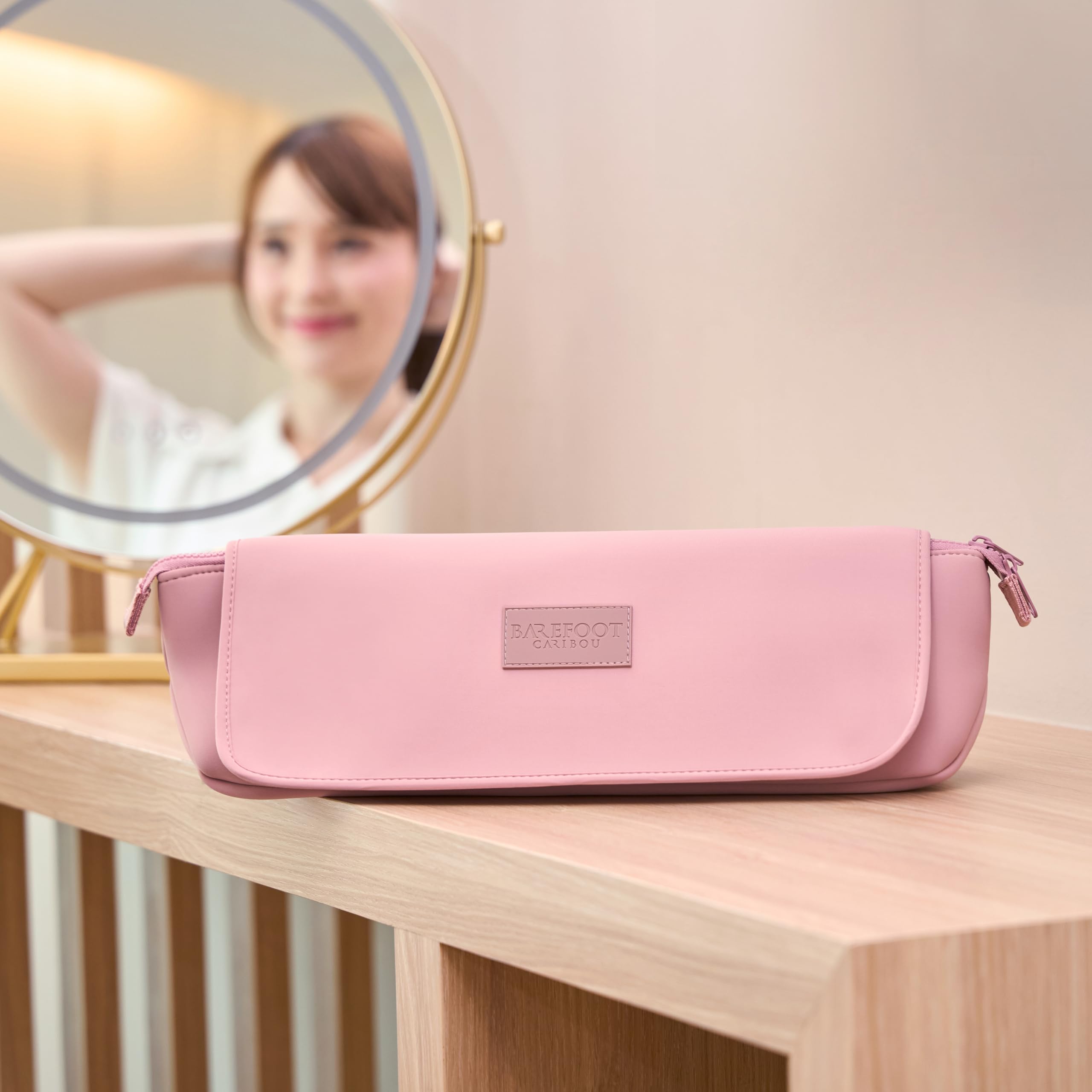 Reisetasche für Haarstyling-Werkzeuge und hitzebeständige Matte für Glätteisen, Lockenstäbe und Haarpflegezubehör, 2-in-1 Design Tragen Hülle mit Innentaschen, Kompakter Organizer (Düne) | Für Glätteisen, Lockenstäbe und Haar-Accessoires, 2-in-1 tragbarer