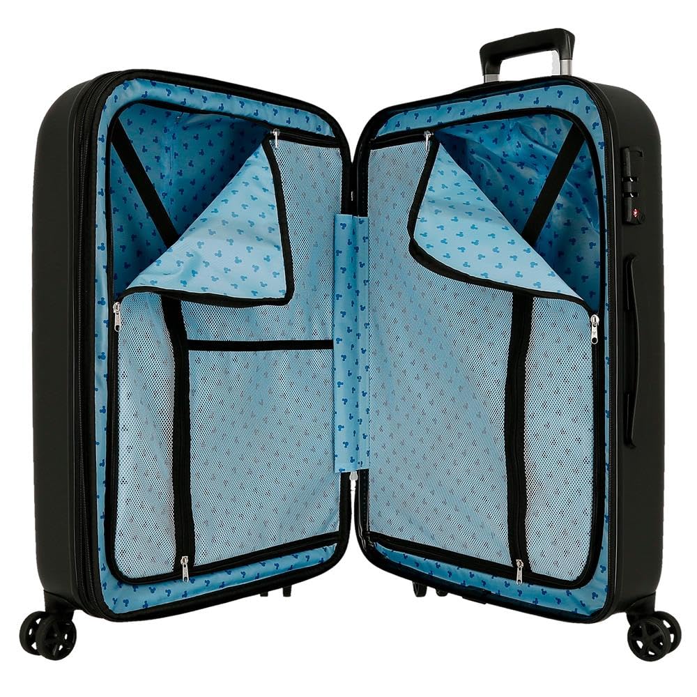 Disney Mickey Good Trip Walizka średnia czarna 49 x 70 x 27 cm sztywna 3,86 kg zamknięcie TSA ABS 3,86 kg 92,61 l wysuwana, Czarny (Black), Talla única, średnia walizka