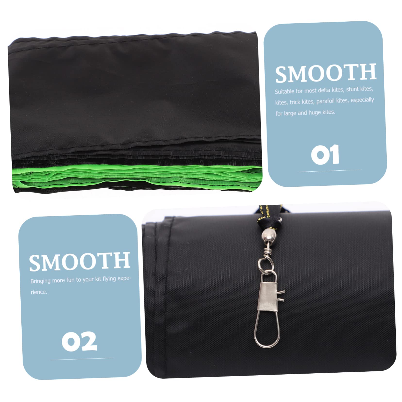 FAVOMOTO 15m Kite Tail Streamer Ribbon Spool Floating Turning Tail for Kites (Green)