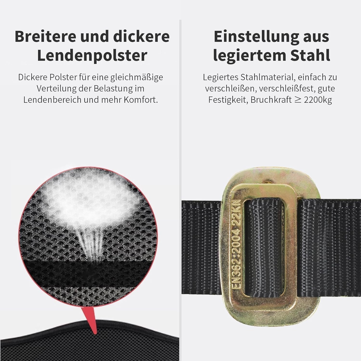 Magicbox Correa de protección contra caídas con soporte lumbar grueso, 190 cm, 150 kg, para escalada de árboles, montañismo, servicio de rescate, protección contra caídas, cinturón de seguridad